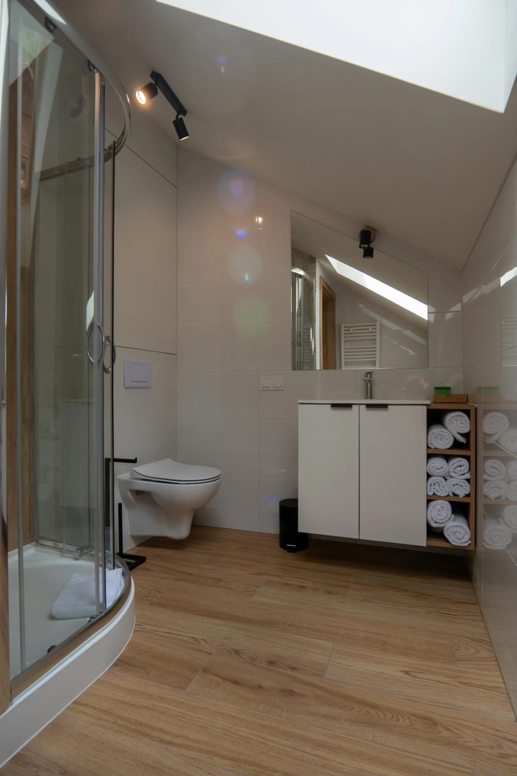 Shower in Willa i Wzgórze Jerrego Apartamenty i pokoje z widokiem na góry