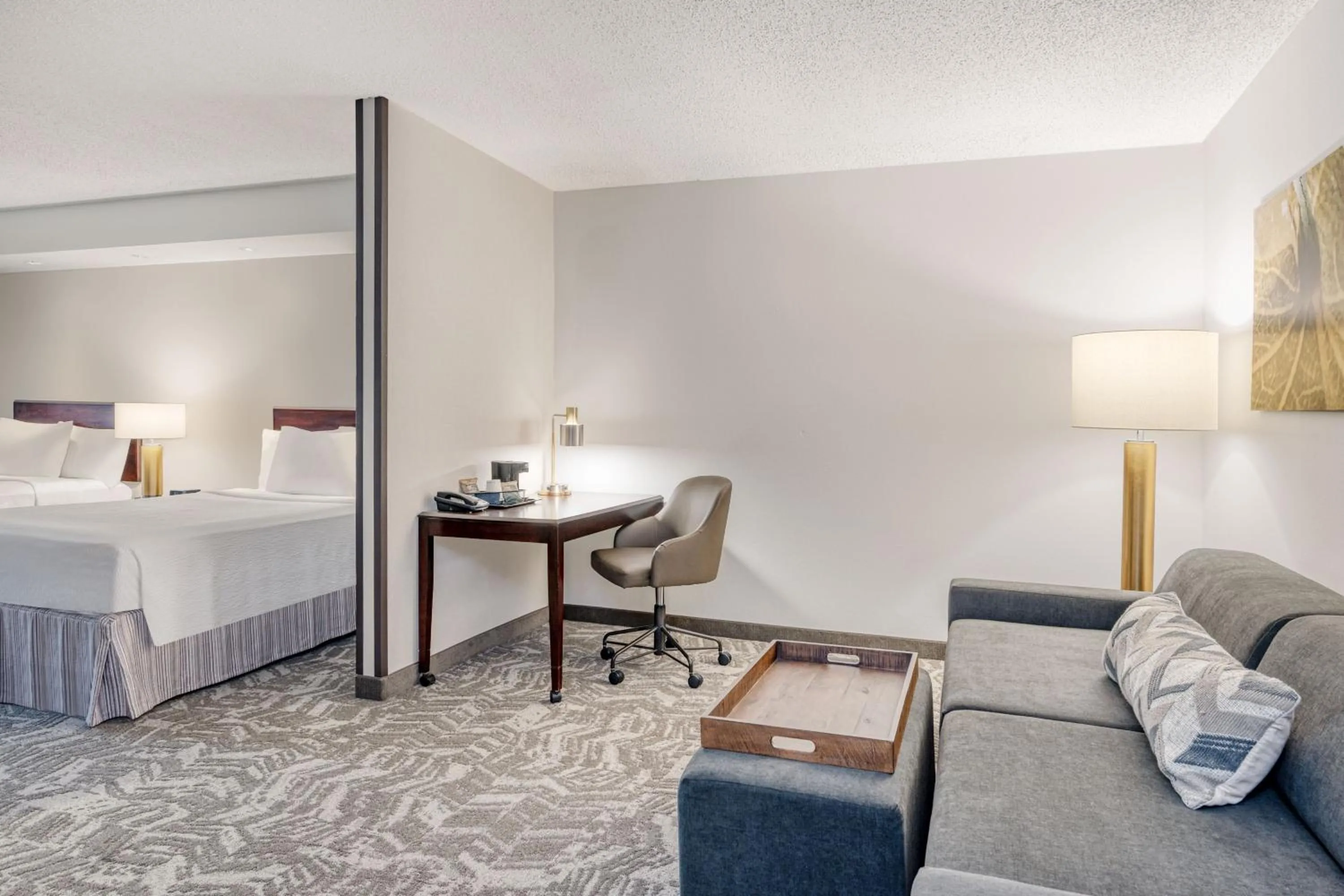Living room, Bed in SpringHill Suites Terre Haute