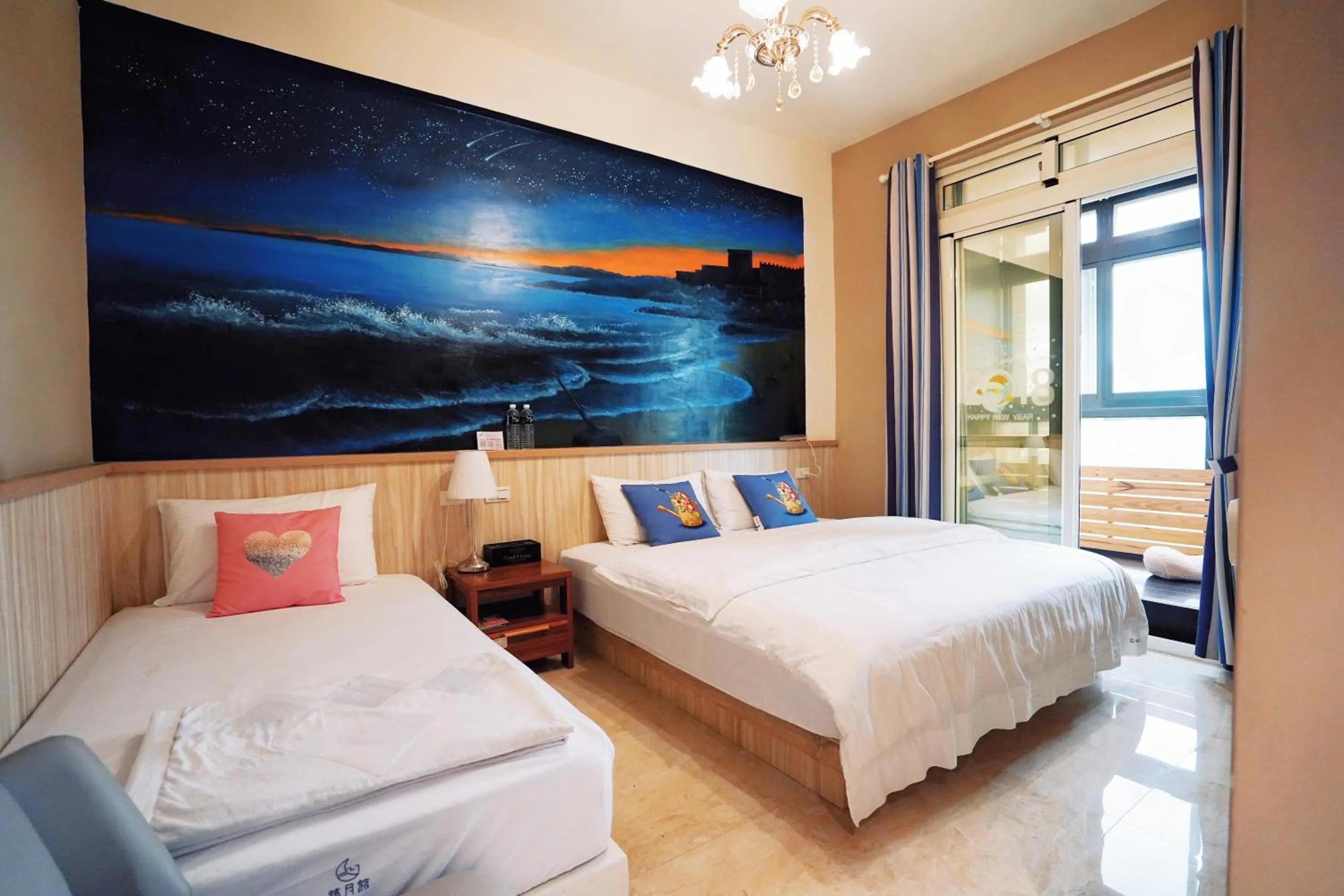 Bed in 夏之戀民宿 可包棟 近金城市區