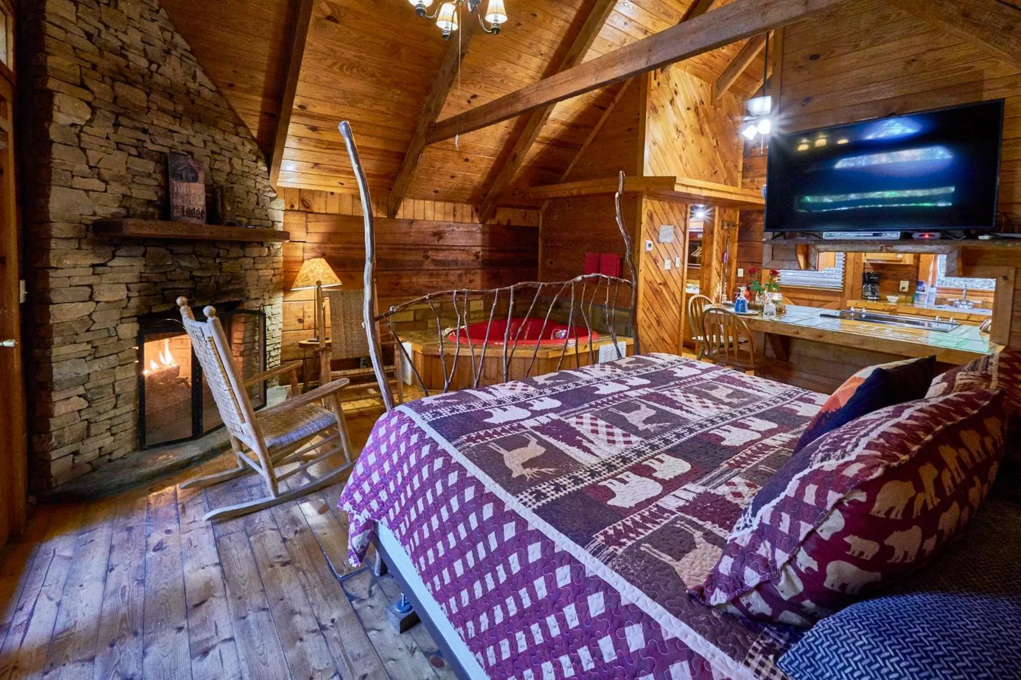 Bed in A Cabin In The Woods