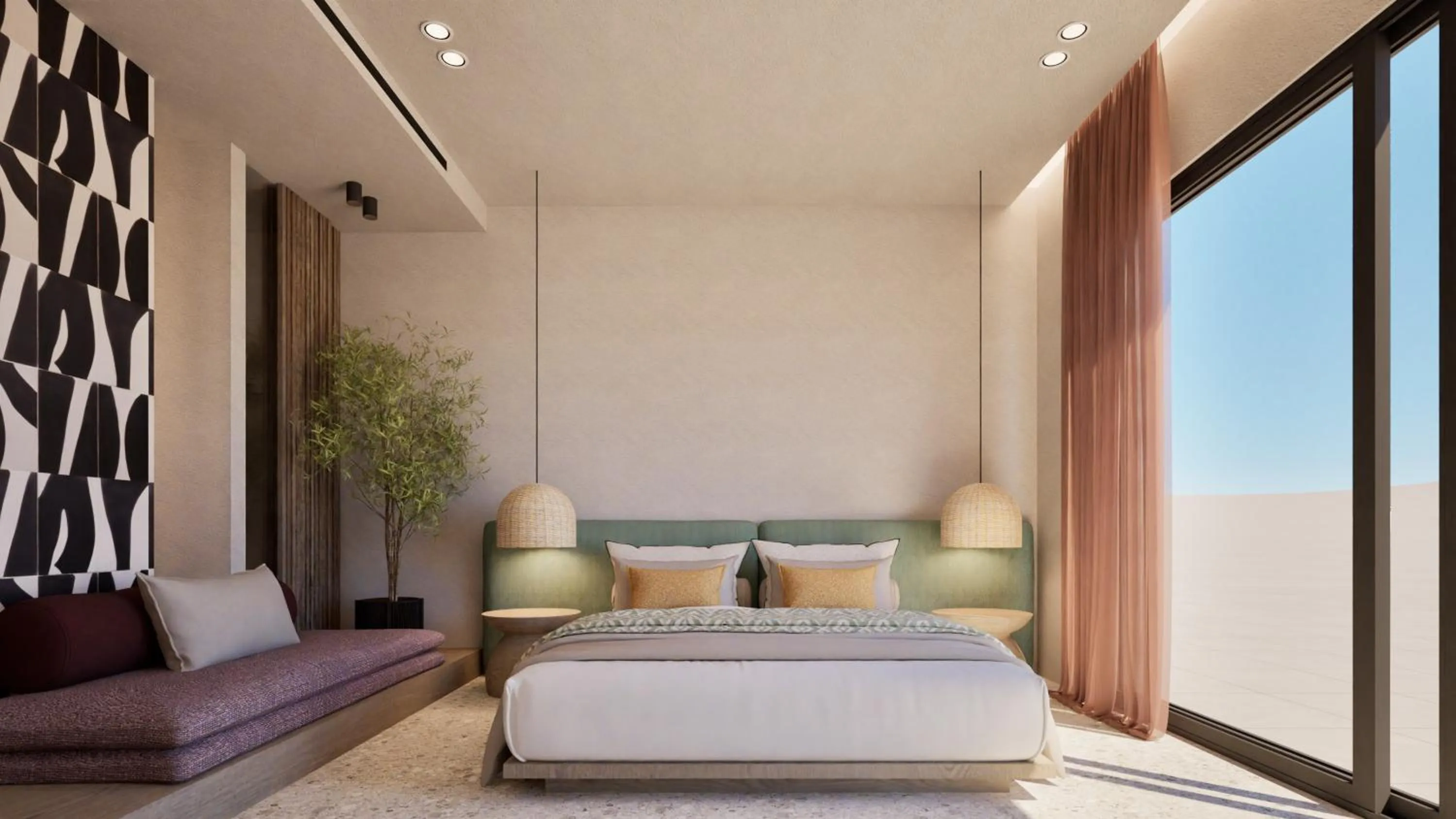 Bed in Pefkos Beach Studios & Apartments