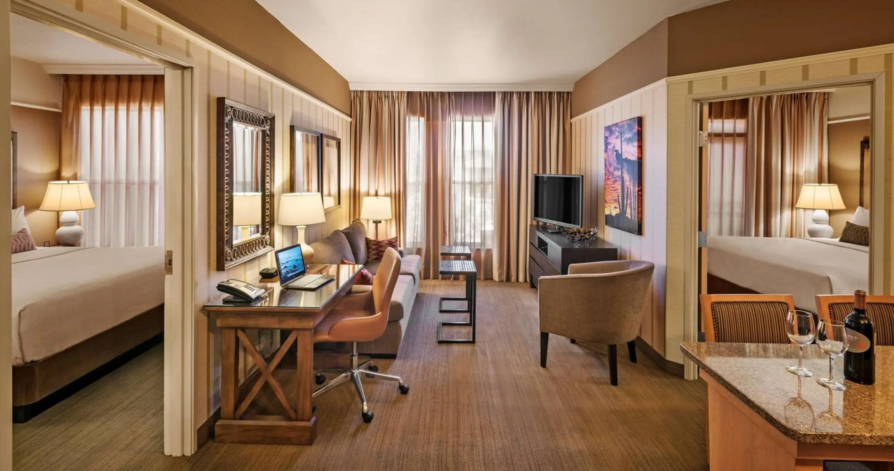 Two-Bedroom Suite with King and Two Queens and Roll-In Shower - Mobility/Hearing Accessible in Sonesta Suites Scottsdale Gainey Ranch Two-Bedroom Suite with King and Two Queens and Roll-In Shower - Mobility/Hearing Accessible in Sonesta Suites Scottsdale Gainey Ranch