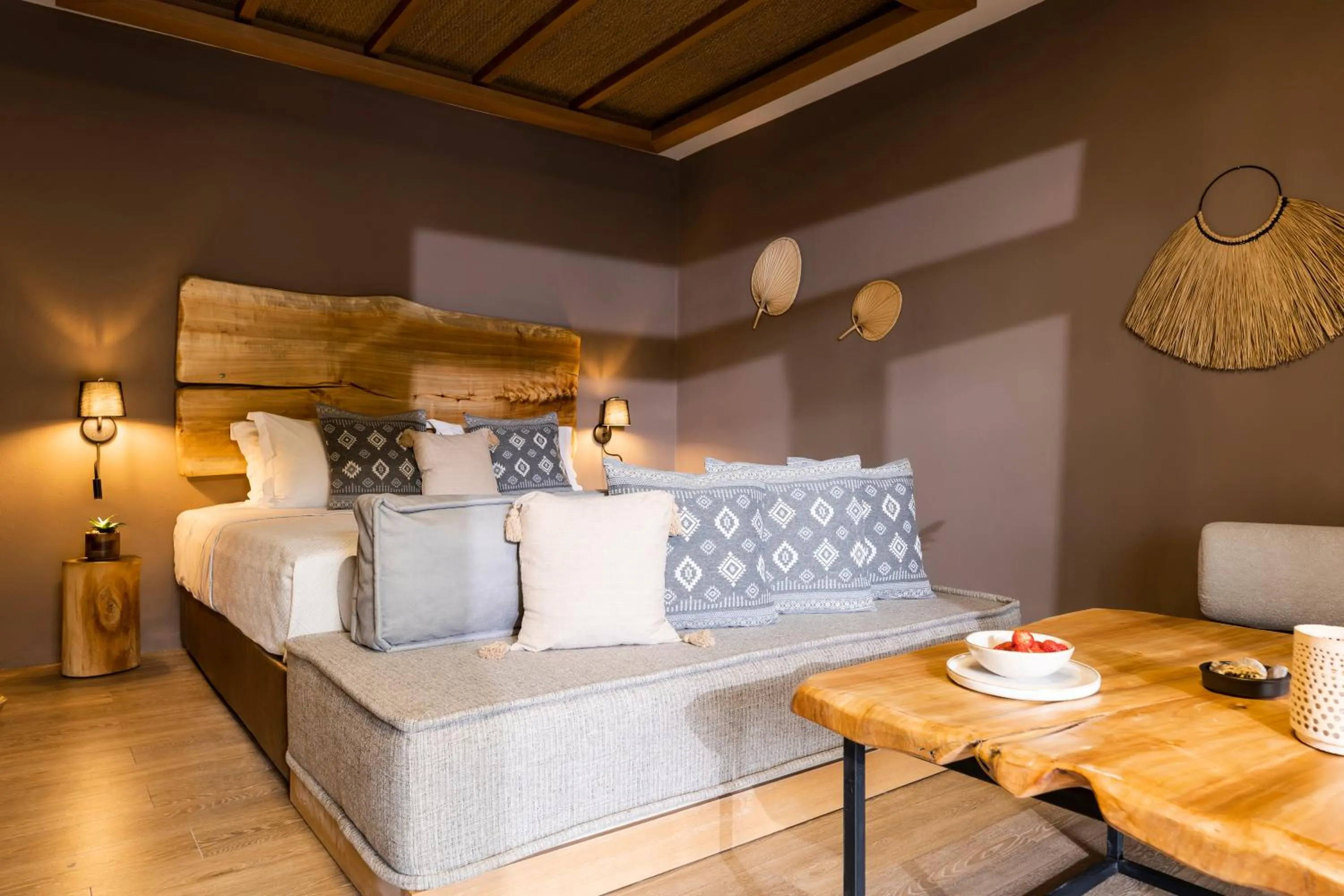 Living room, Bed in Skiathos Avaton Suites & Villas, Philian Hotels and Resorts