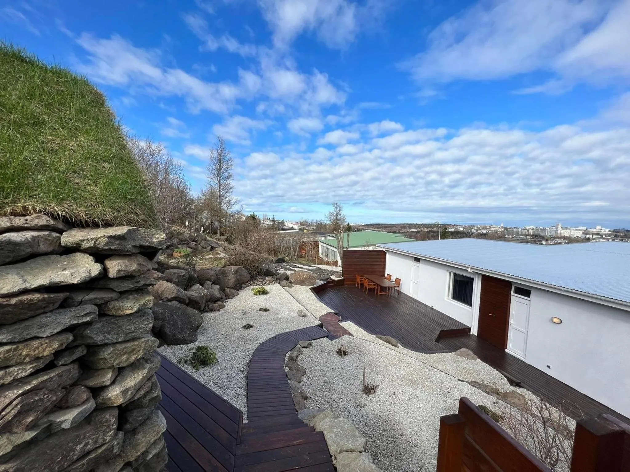 Bird's eye view in ICELAND SJF Villa, Hot tub & Outdoor Sauna Amazing Mountains and City View Over Reykjavík