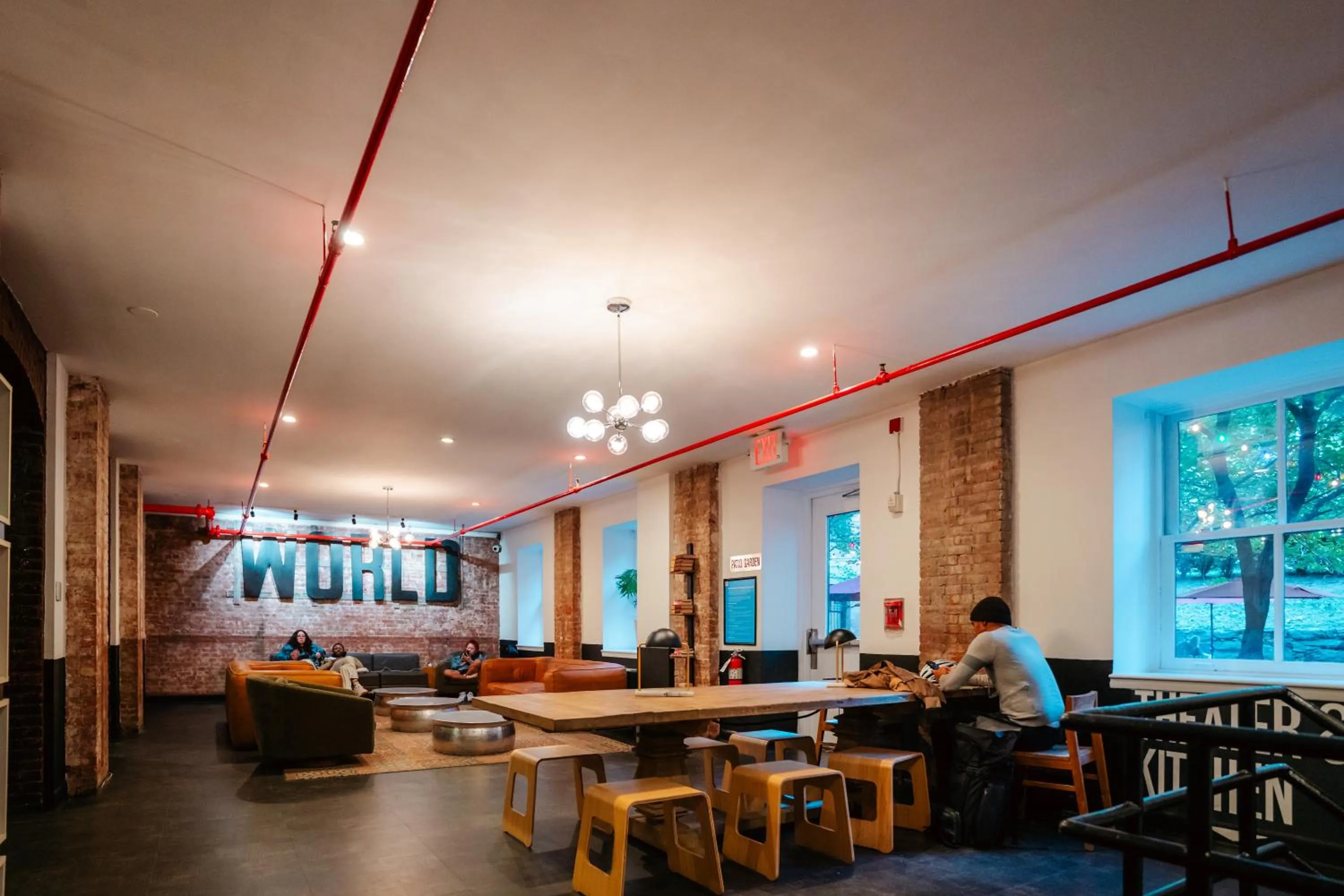 Communal lounge/ TV room in HI New York City Hostel