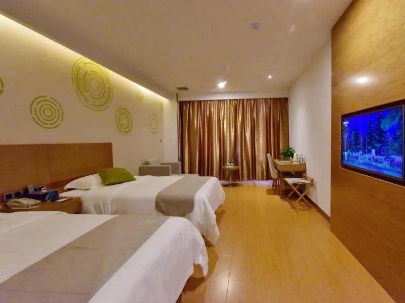 Bed in GreenTree Inn Huanggang Qichun County Ouyada Square Express Hotel
