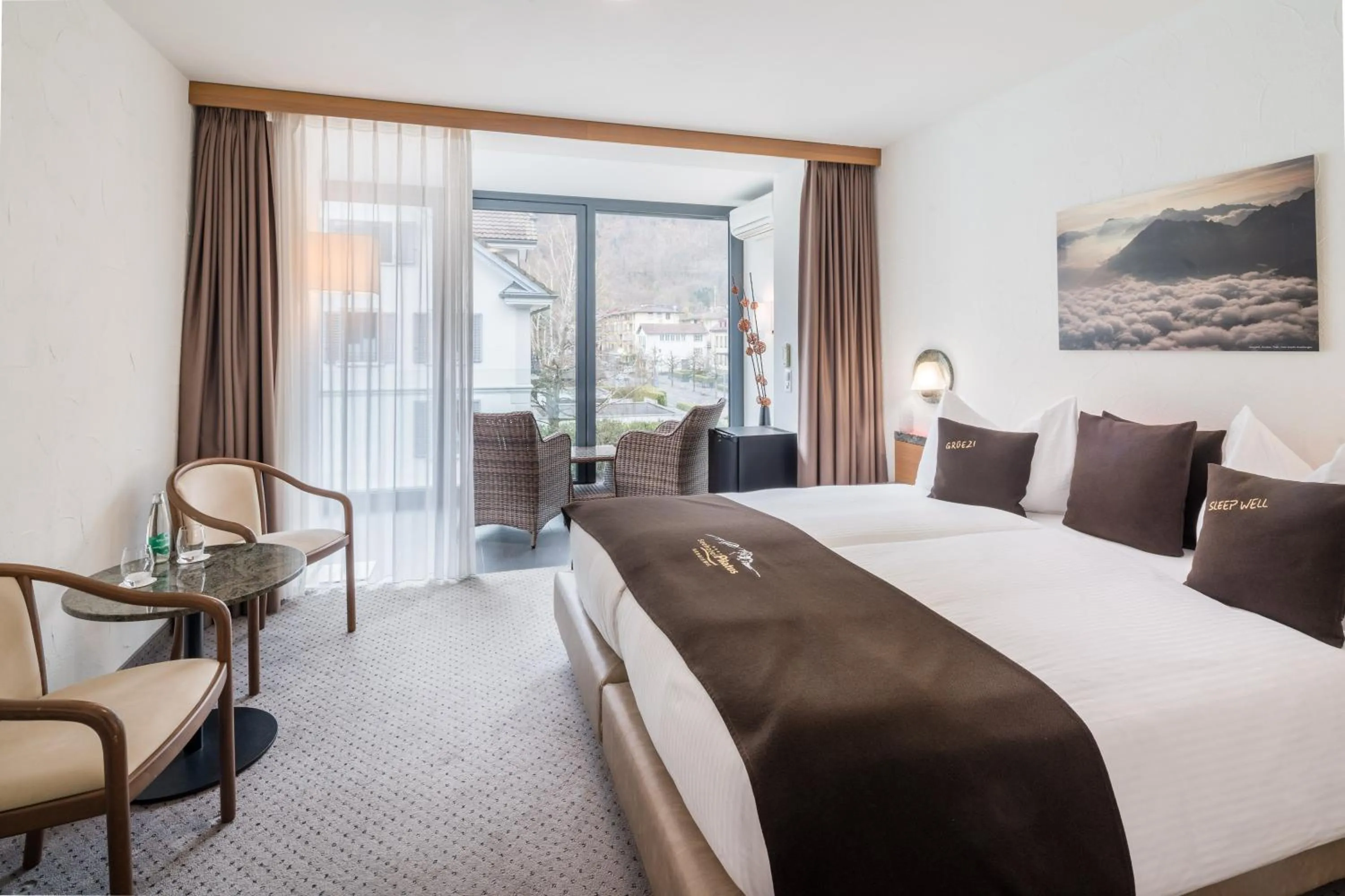 Bedroom, Bed in Seehotel Pilatus