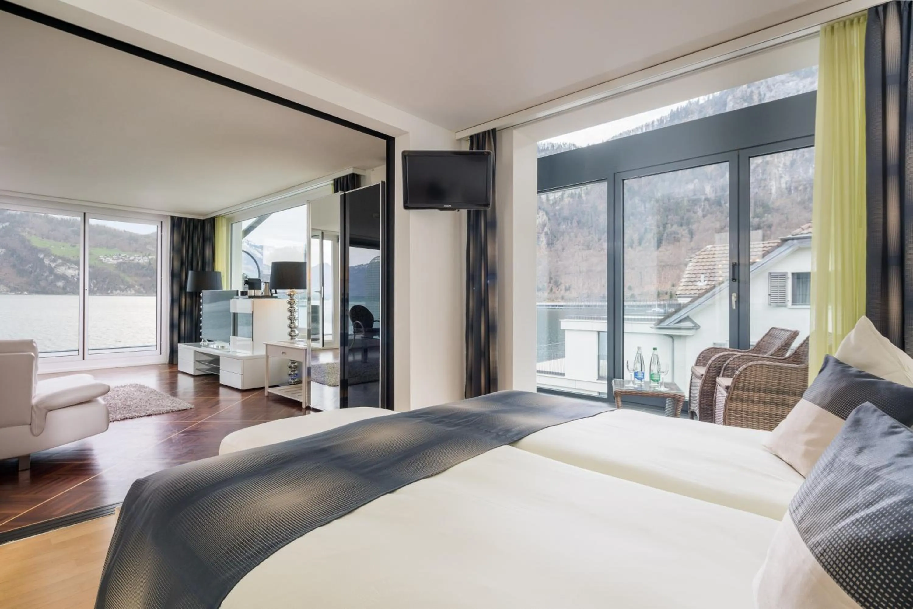 Bedroom, Bed in Seehotel Pilatus