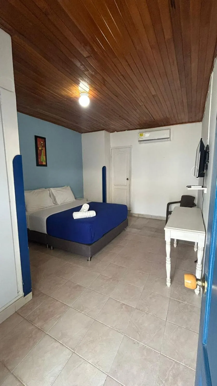 Bed in La Ballena Azul Hotel