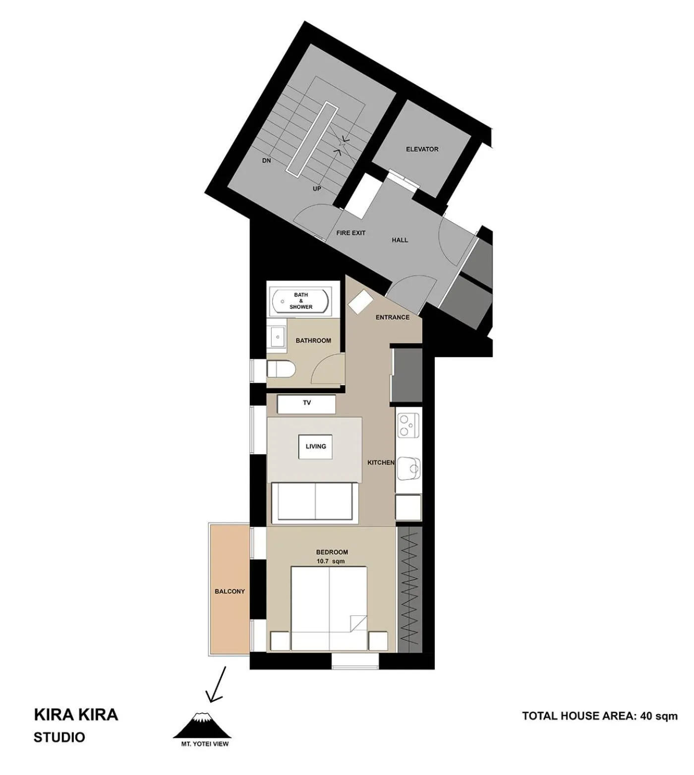 Floor plan in Kira Kira Suites by H2 Life