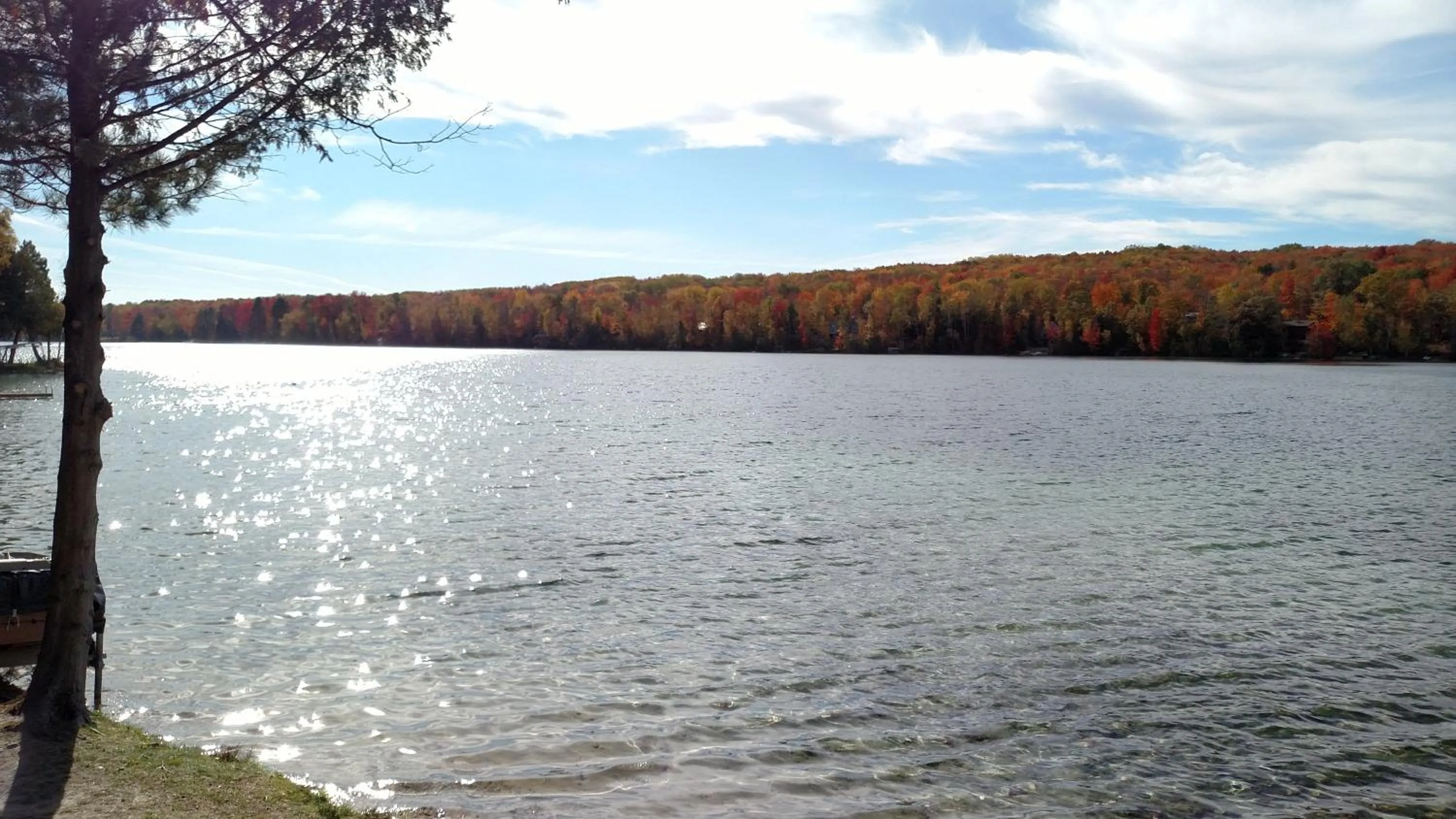 Autumn in Log Cottage on Blue Lake