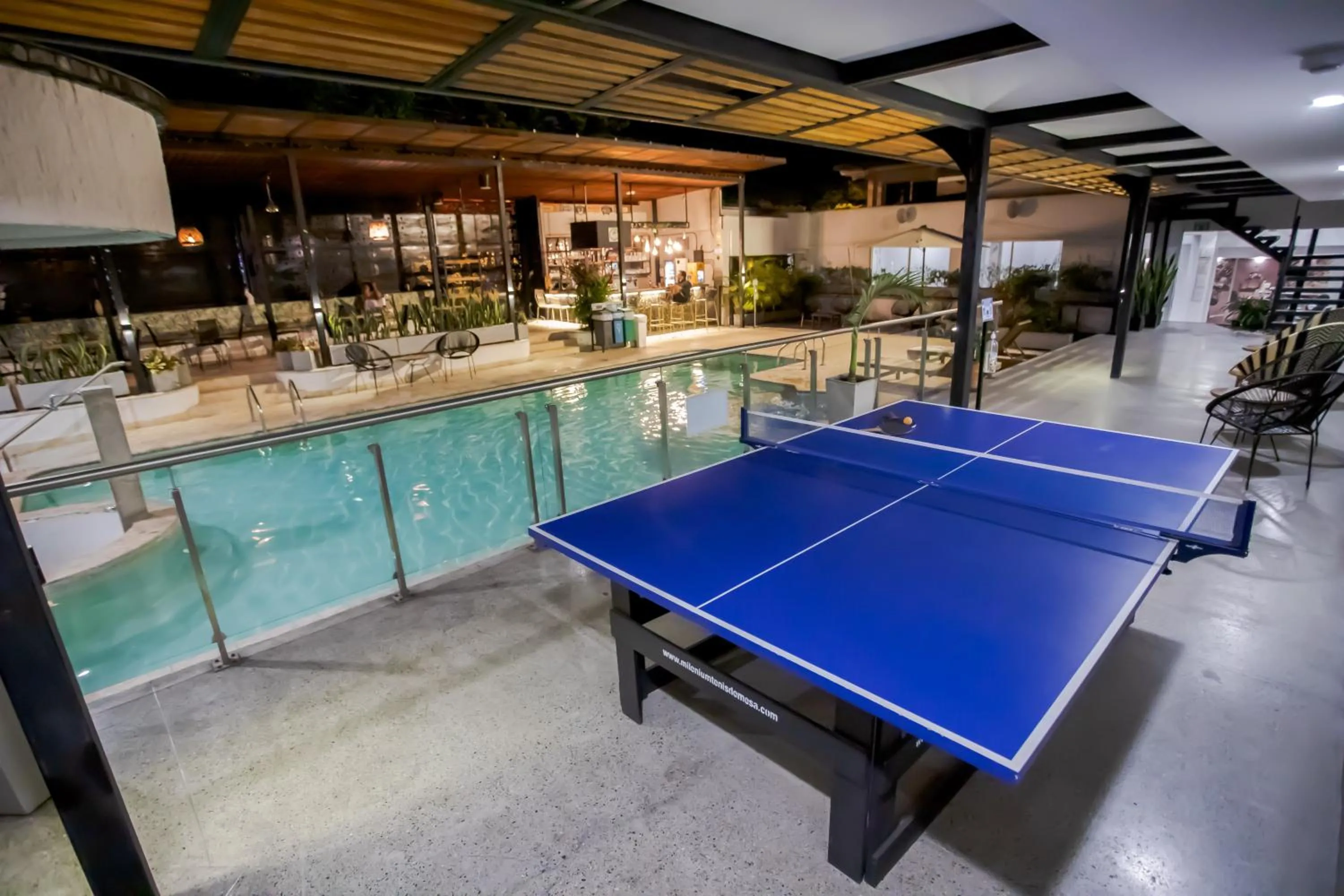 Table tennis in Medellín Vibes Hostel