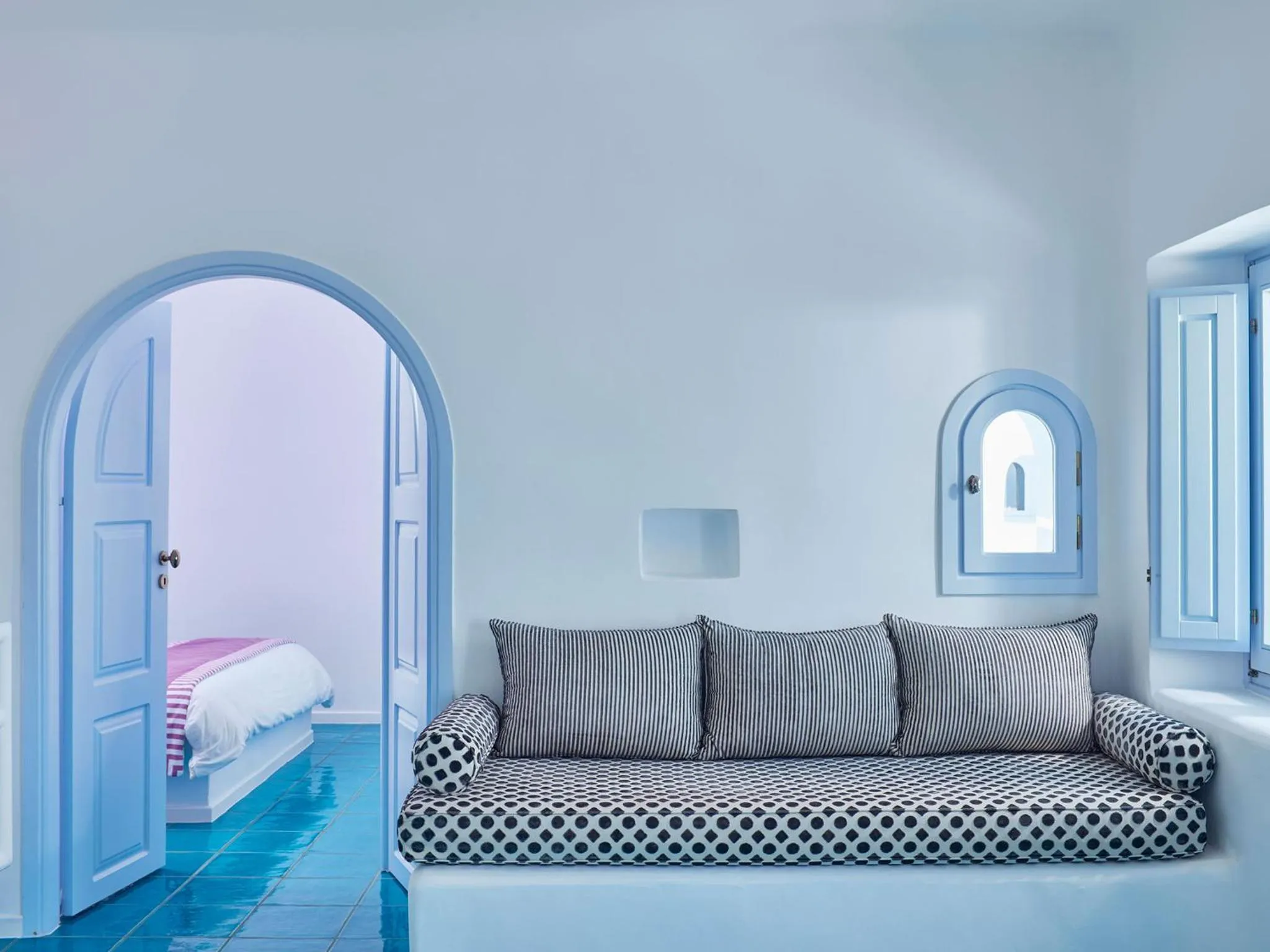 Living room, Bed in Astra Suites