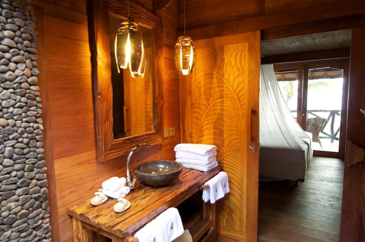 Bathroom, Bed in Puri Dajuma Beach Eco-Resort & Spa