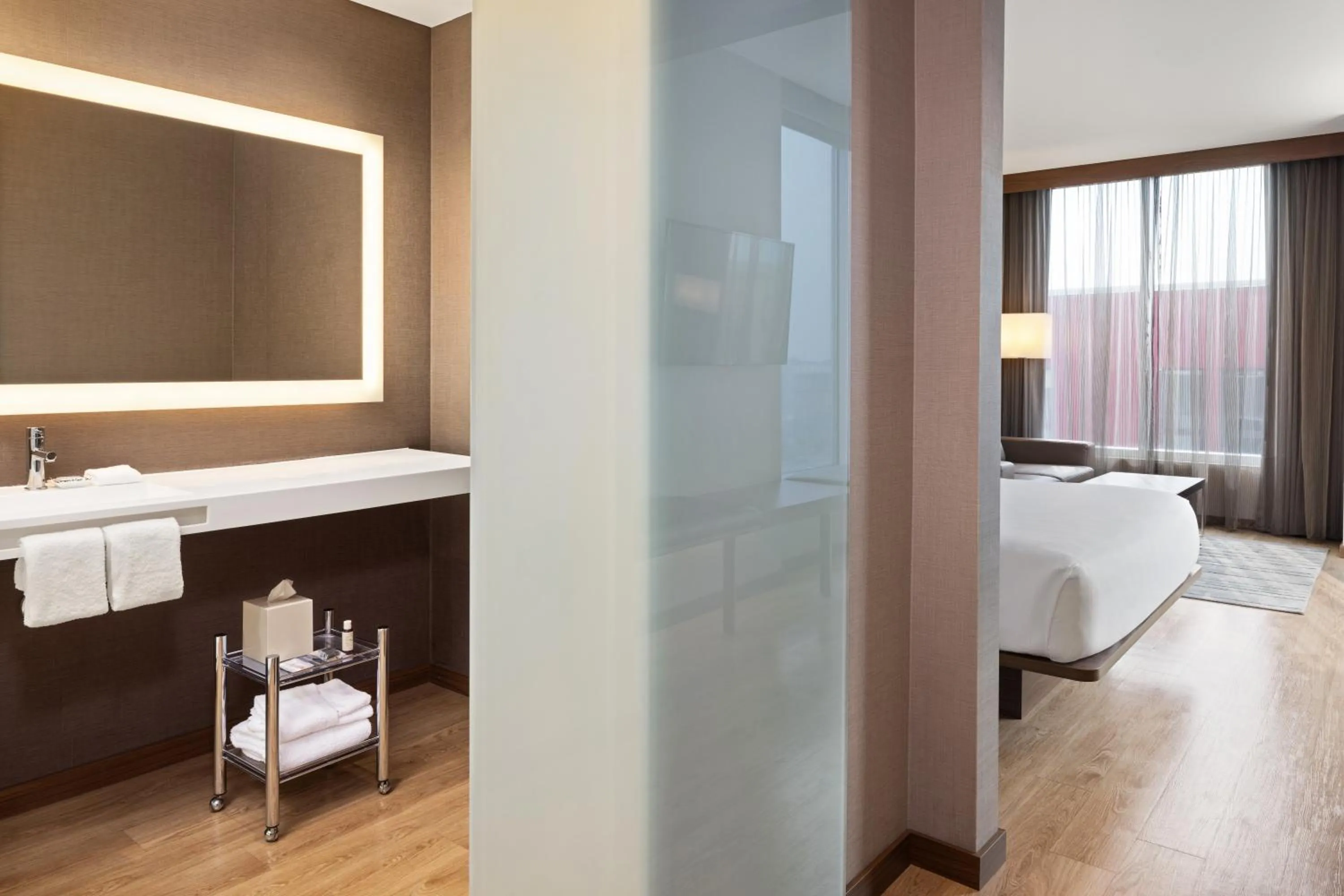 Bathroom, Bed in AC Hotel by Marriott Minneapolis West End