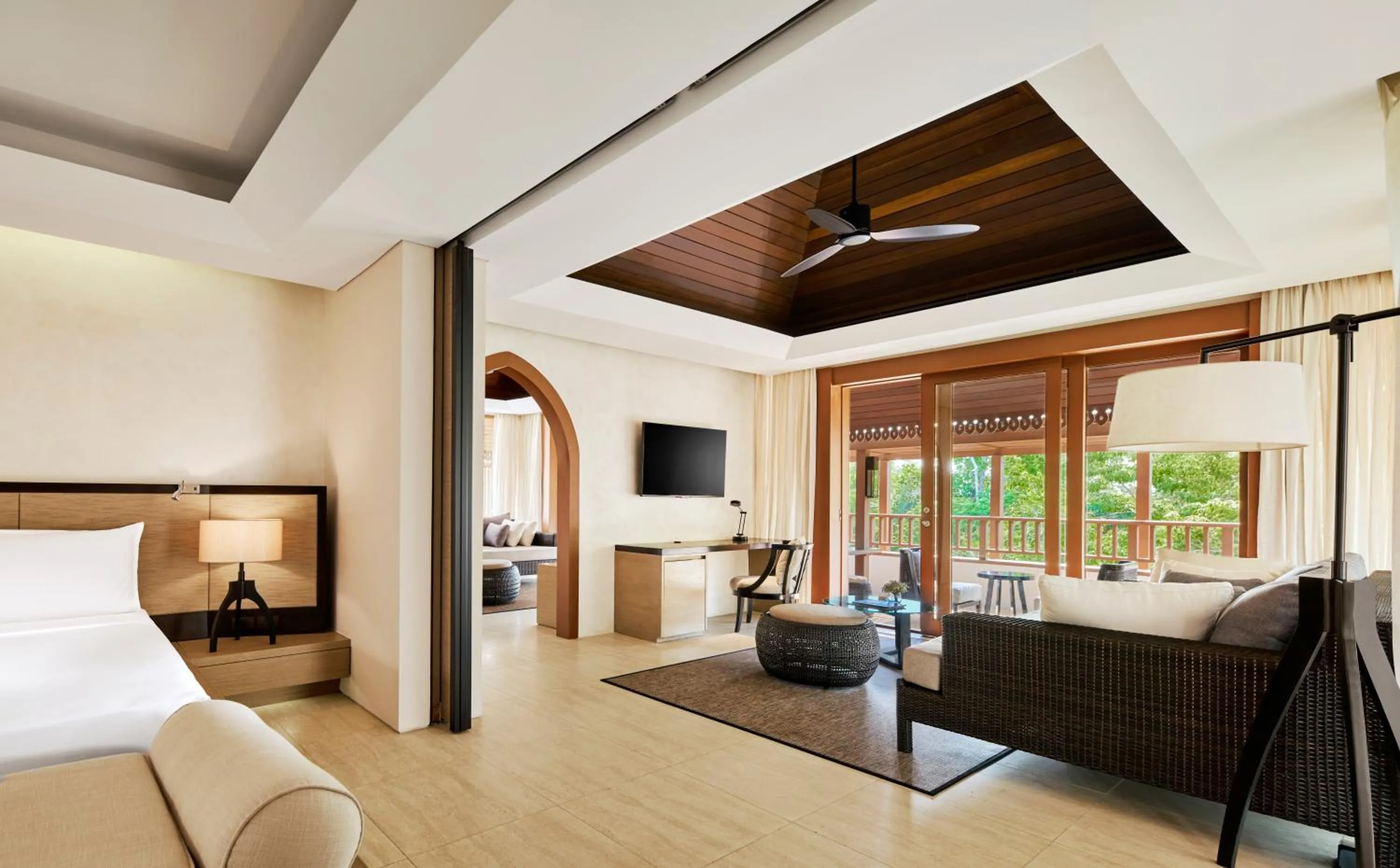 Living room, Bed in The Ritz-Carlton, Koh Samui