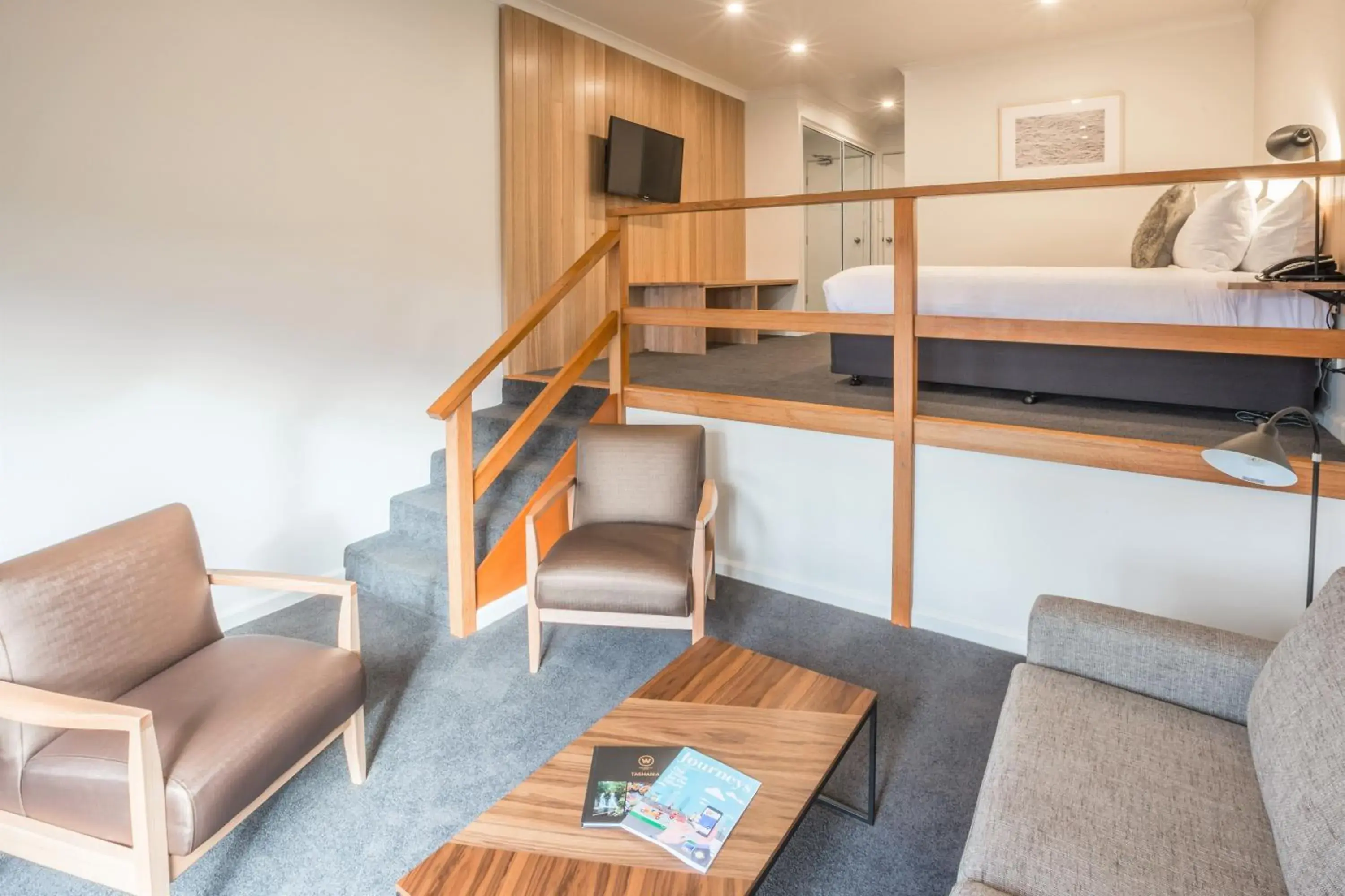 TV and multimedia, Bed in Cradle Mountain Hotel TV and multimedia, Bed in Cradle Mountain Hotel