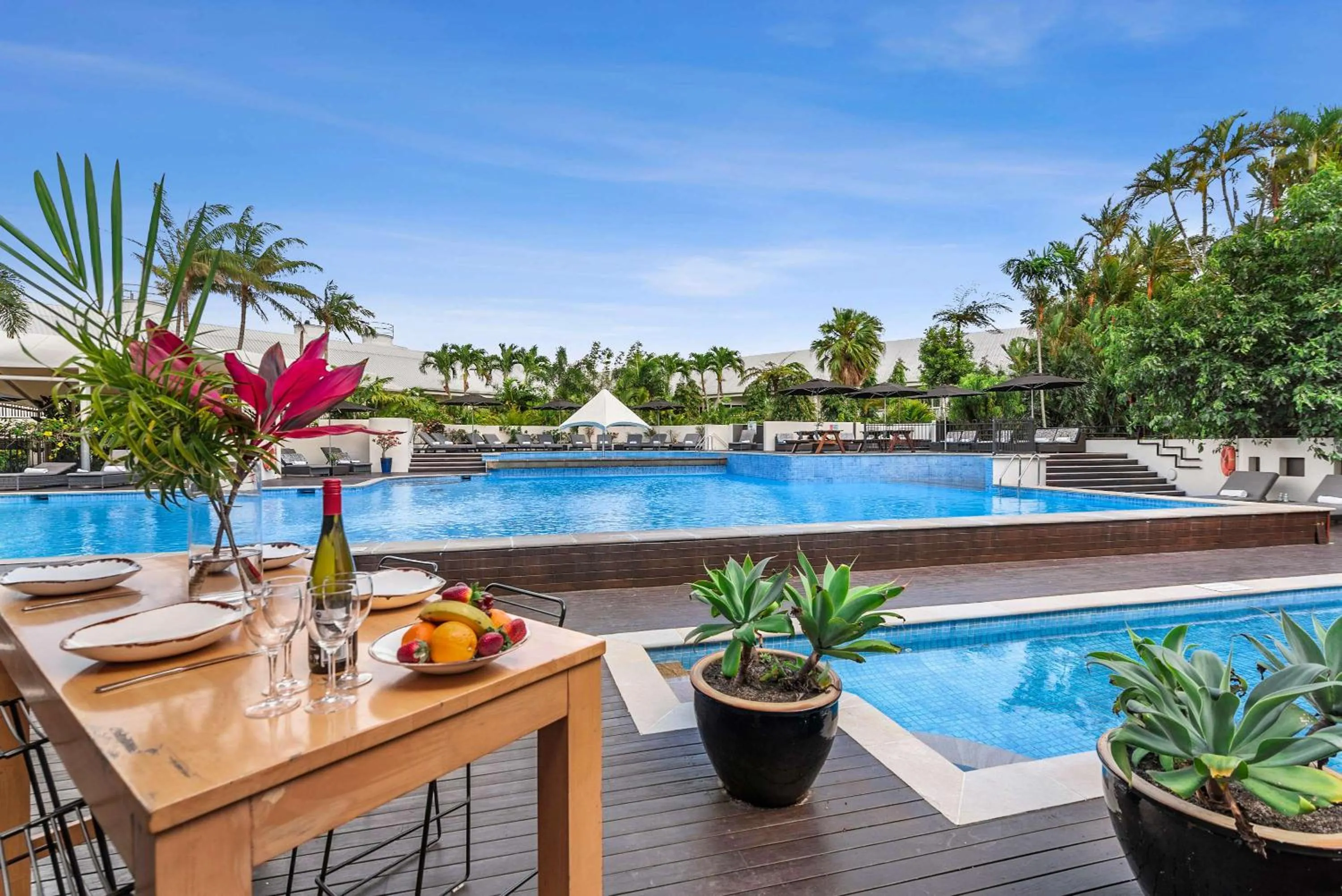 Pool view in Shangri-La The Marina, Cairns