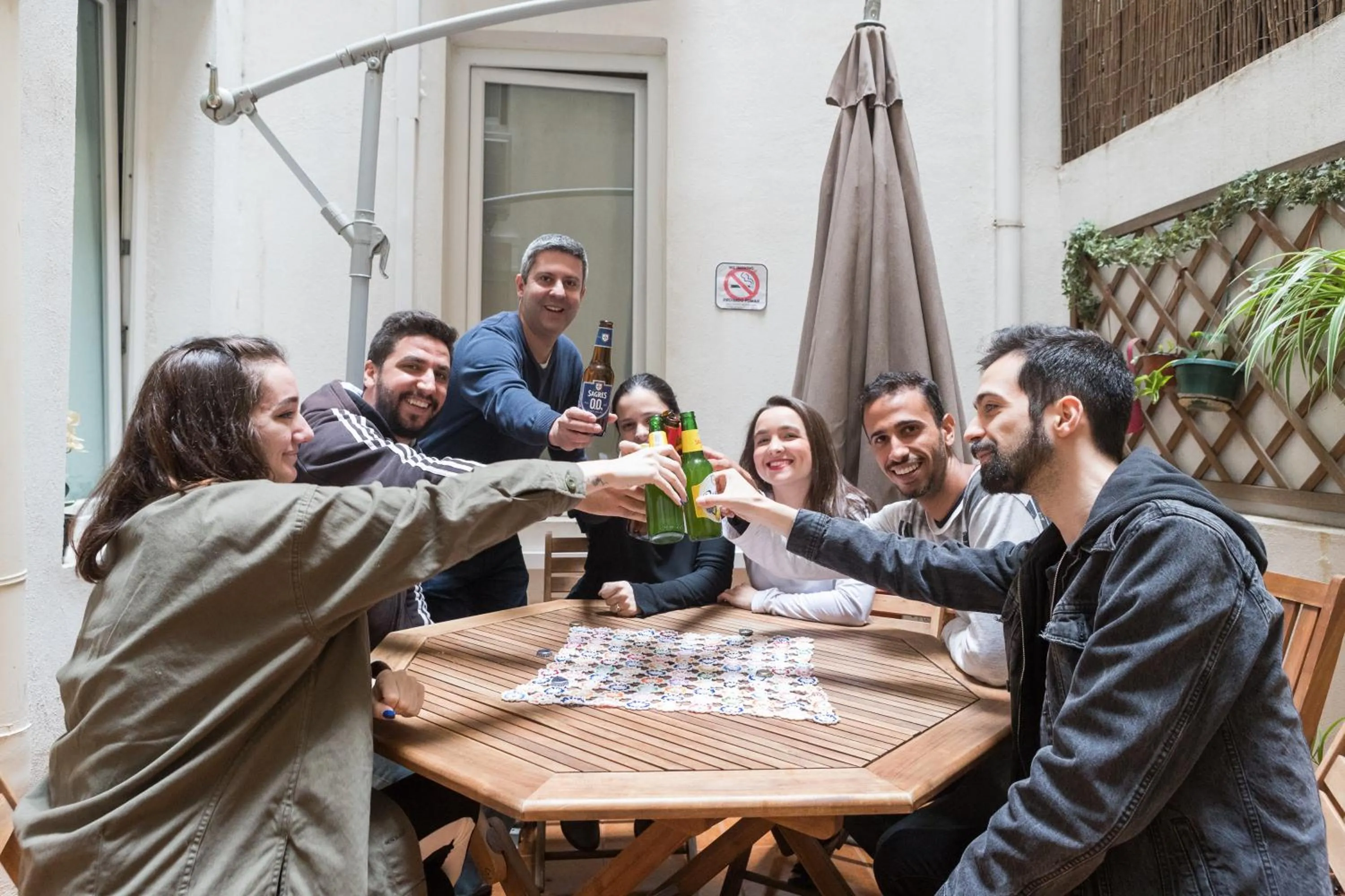 group of guests in Lisboa Central Hostel
