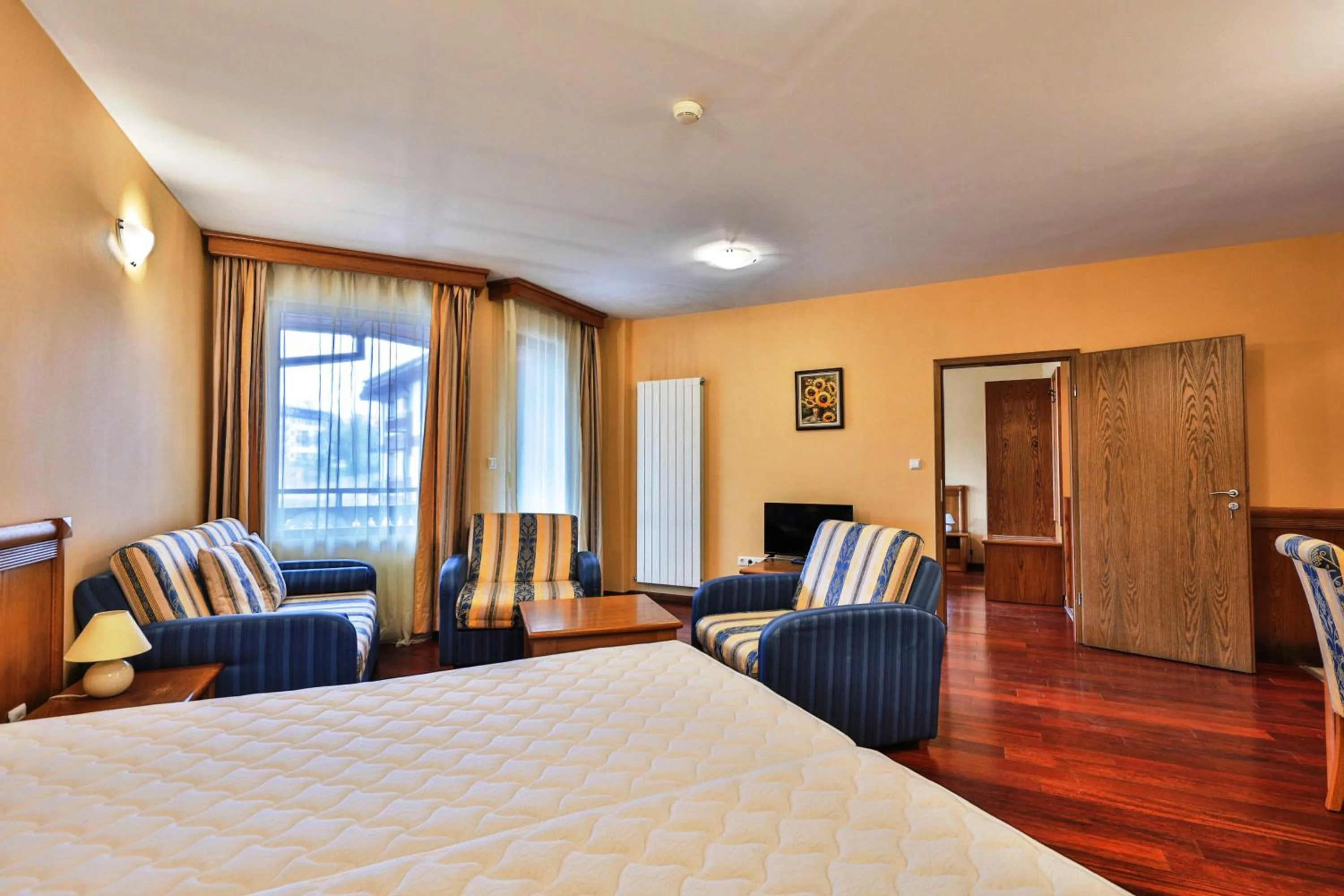 Living room, Bed in Bellevue Residence Apartments