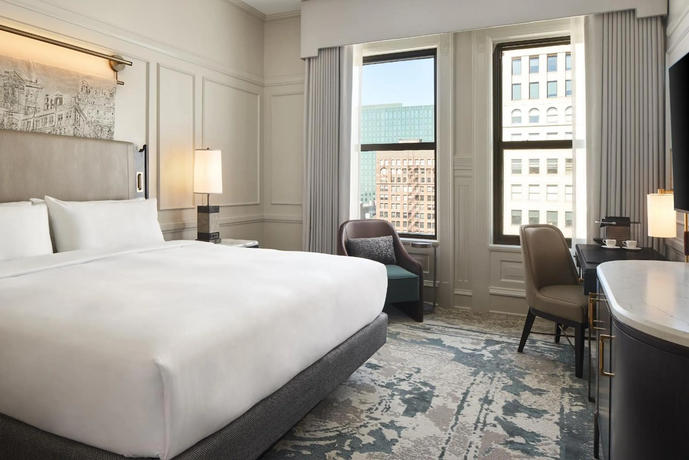 Bed in The Pfister Hotel