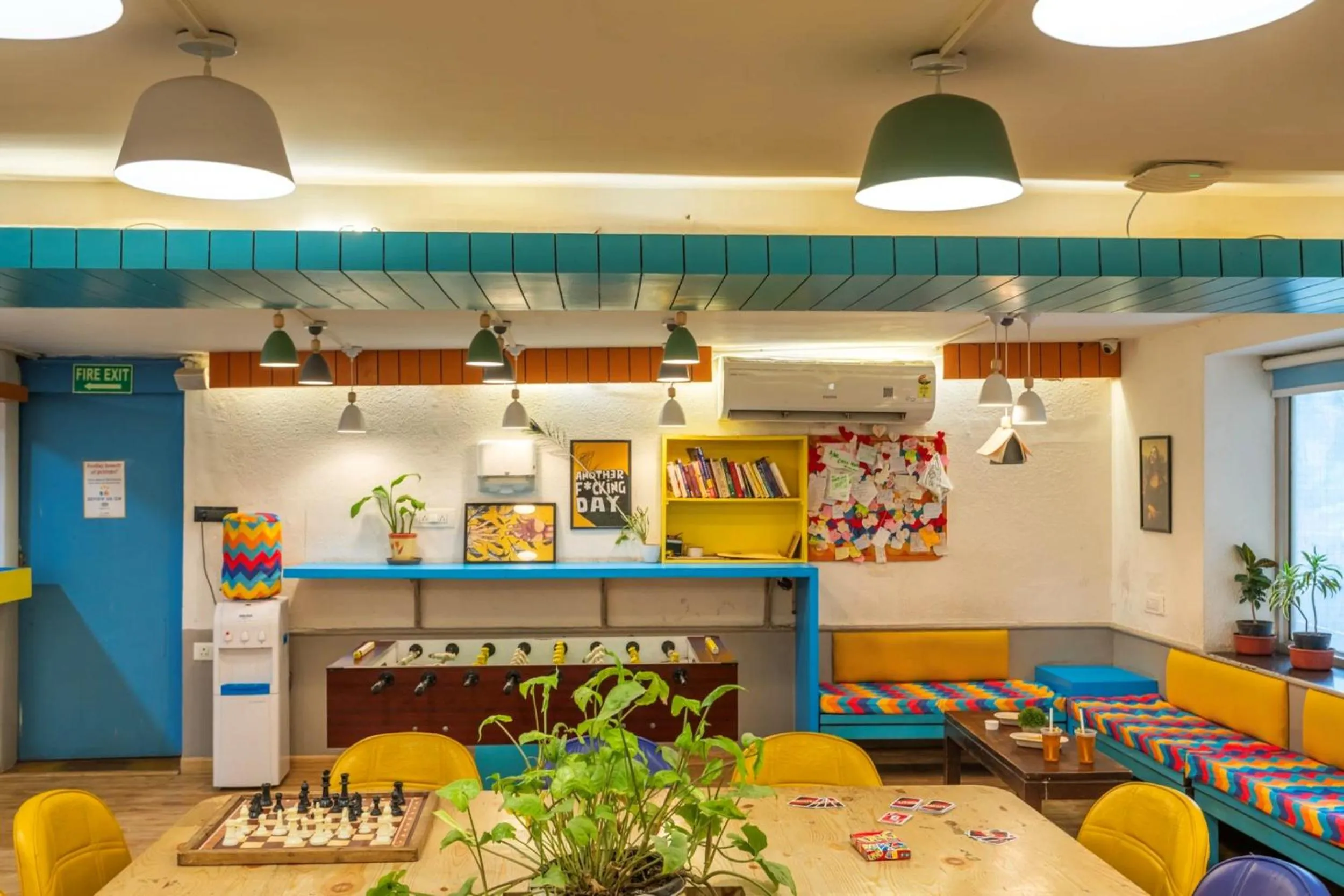 Seating area in goSTOPS Delhi - Private Rooms & Dorms