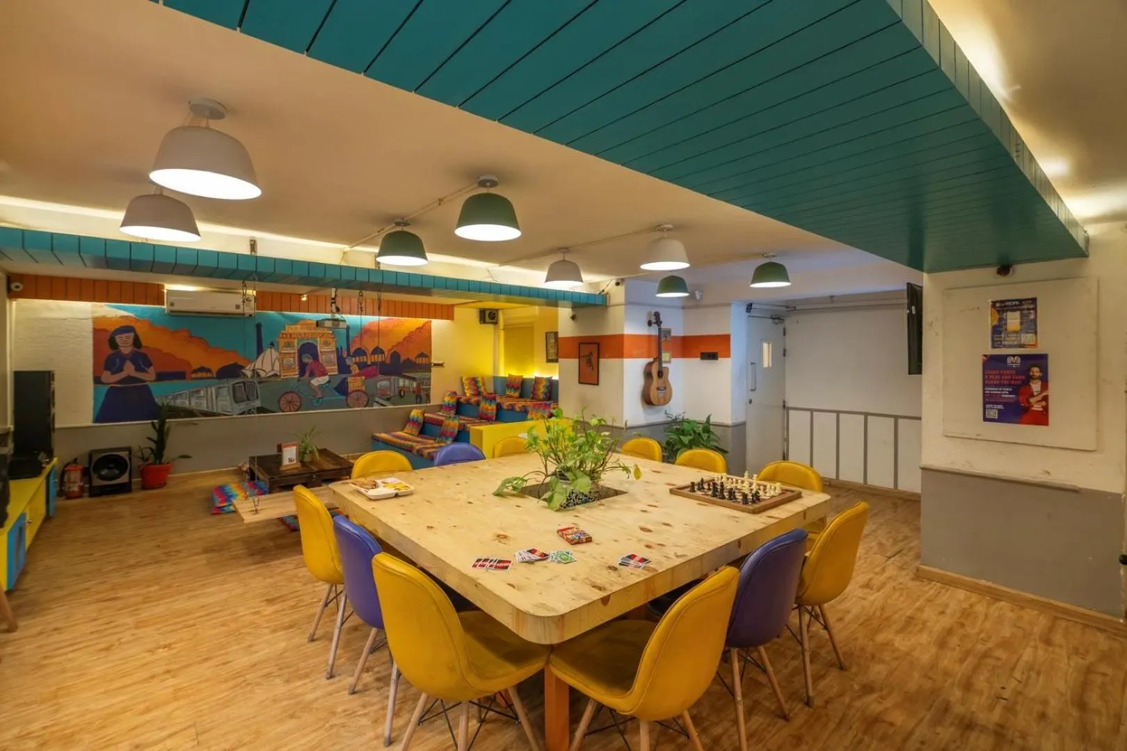 Seating area in goSTOPS Delhi - Private Rooms & Dorms