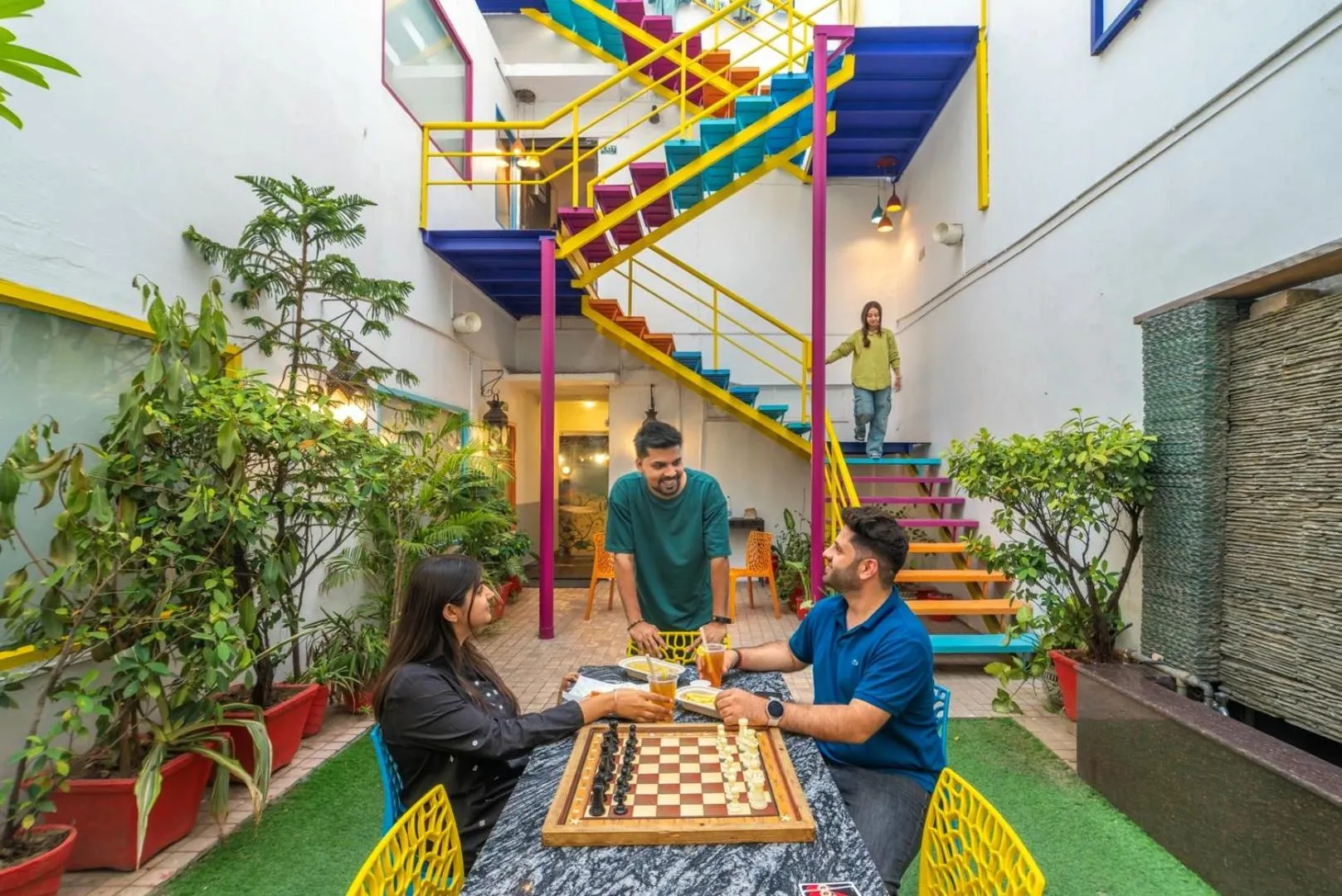 group of guests in goSTOPS Delhi - Private Rooms & Dorms