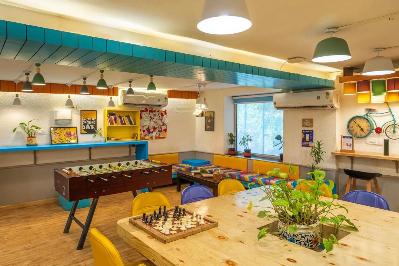 Seating area in goSTOPS Delhi - Private Rooms & Dorms