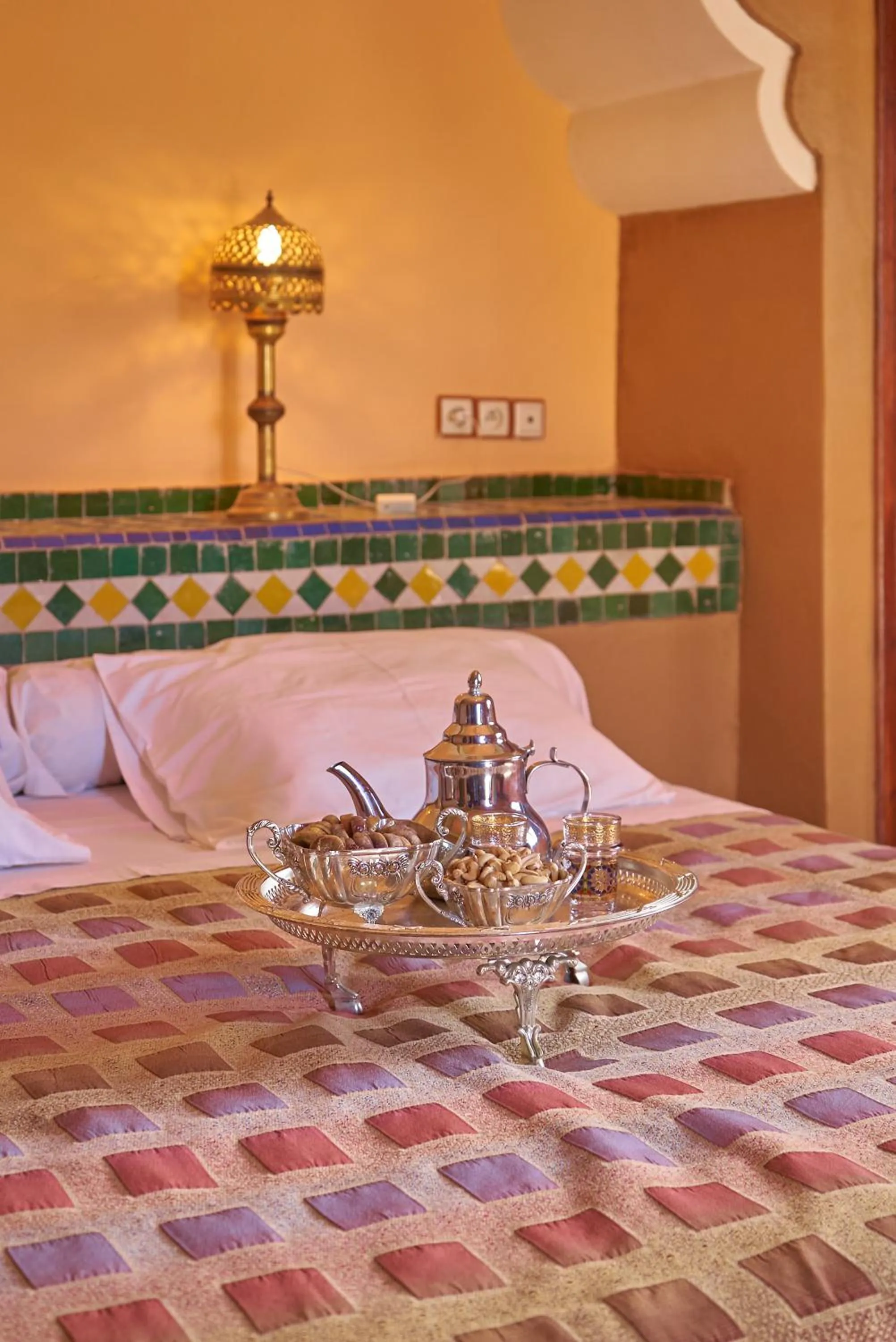 Bed in Hotel Kasbah Azalay