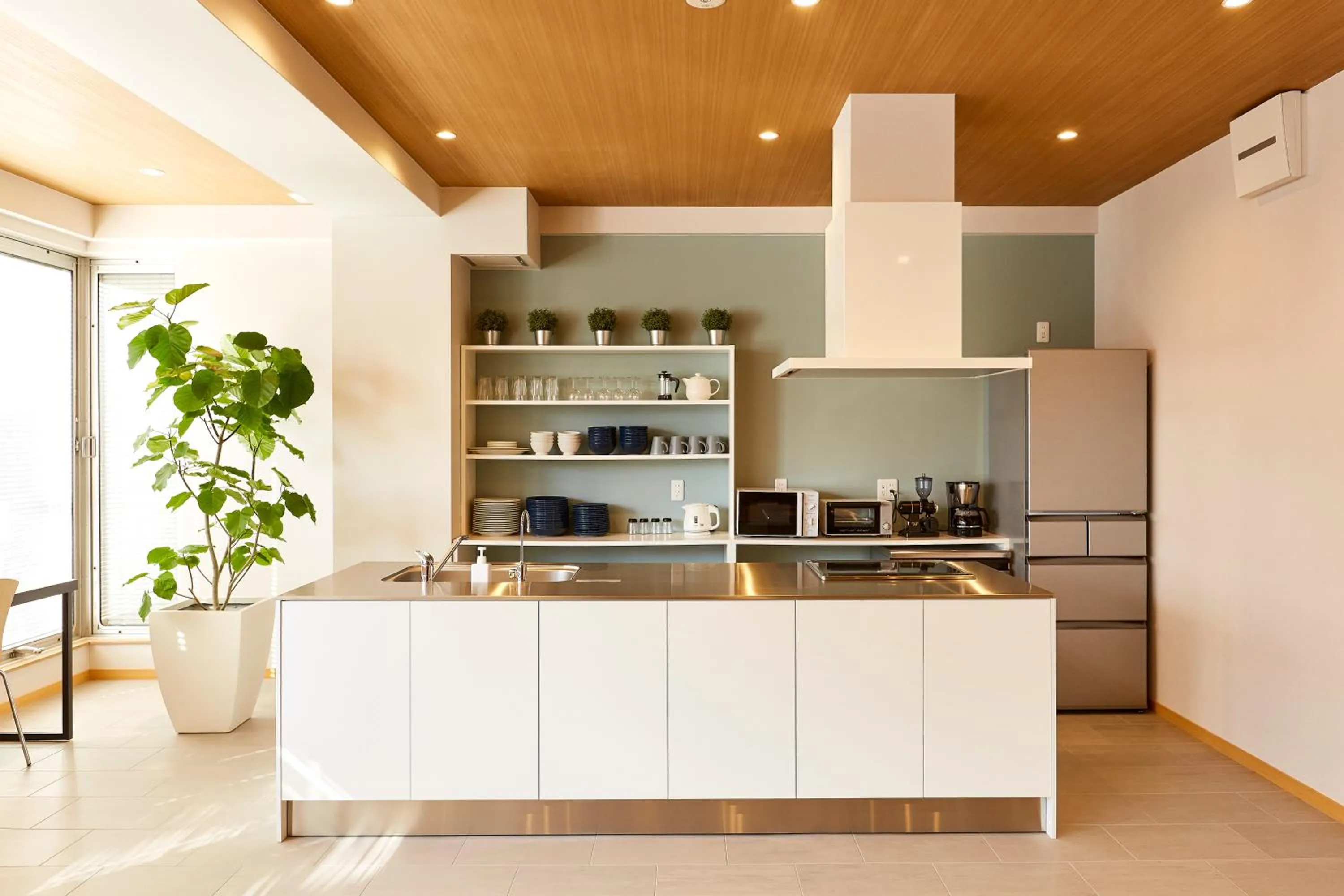 Communal kitchen in R Star Hostel Kyoto