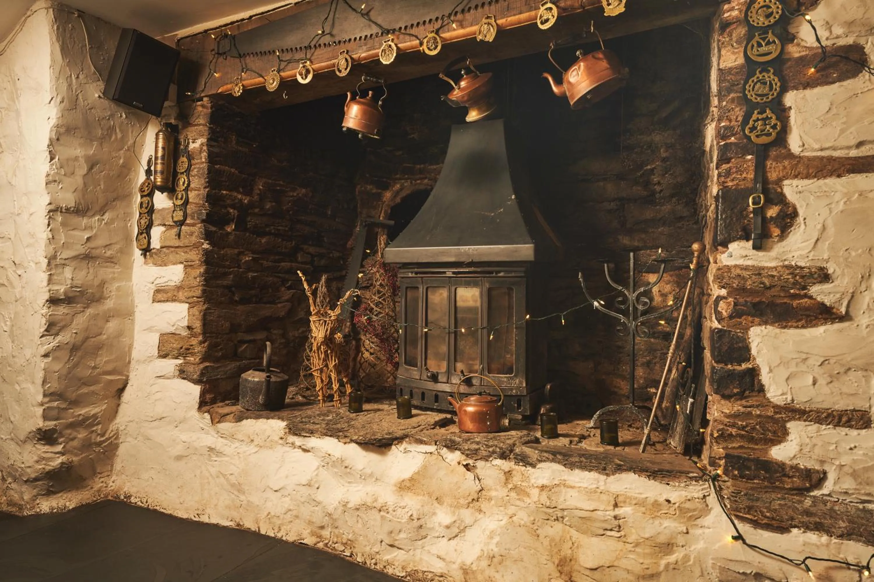 fireplace in Blue Ball Inn