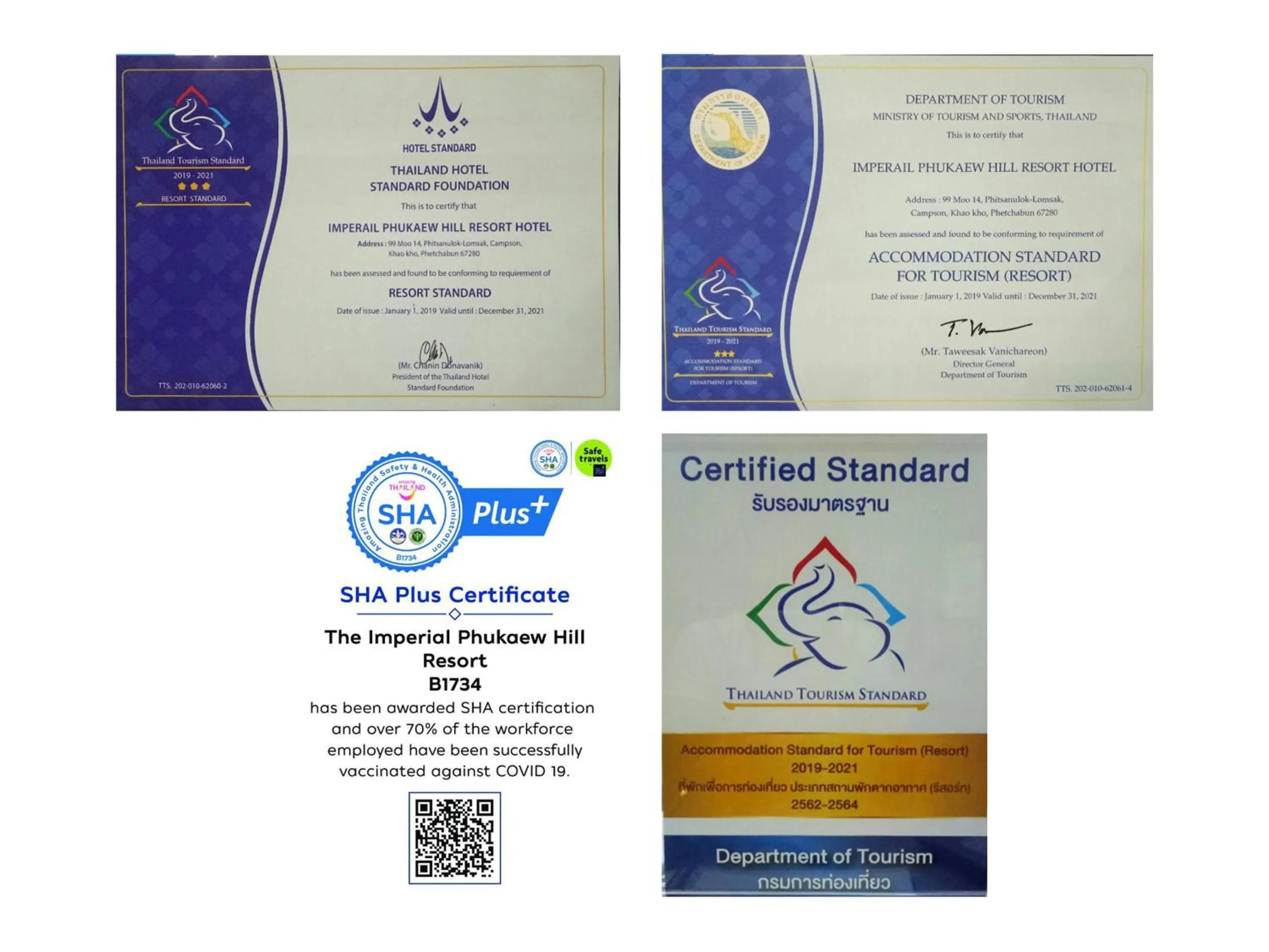 Certificate/Award in Imperial Phukaew Hill Resort