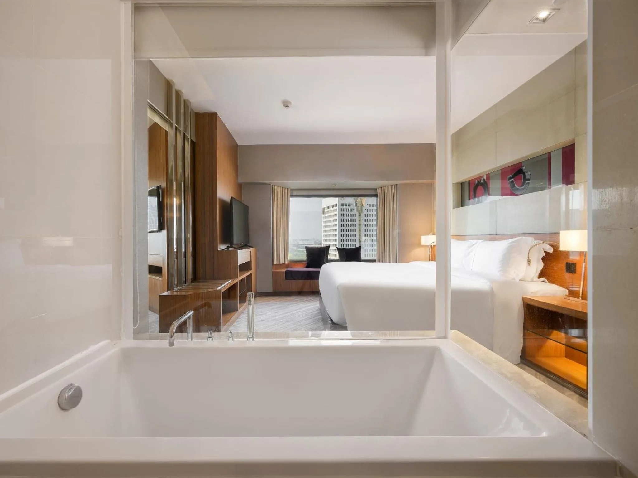 Bathroom, Bed in Centara Grand at Central Plaza Ladprao Bangkok