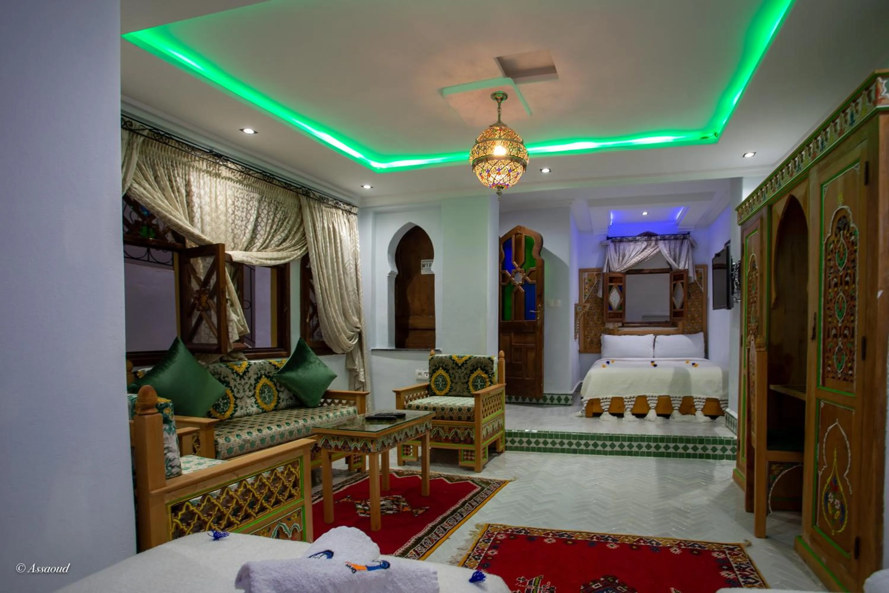 Bed in Hotel Dar Mounir