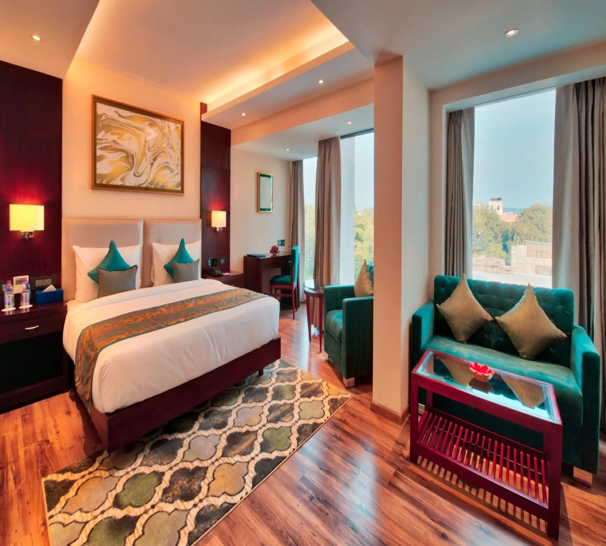 Living room, Bed in Golden Tulip Essential Jaipur