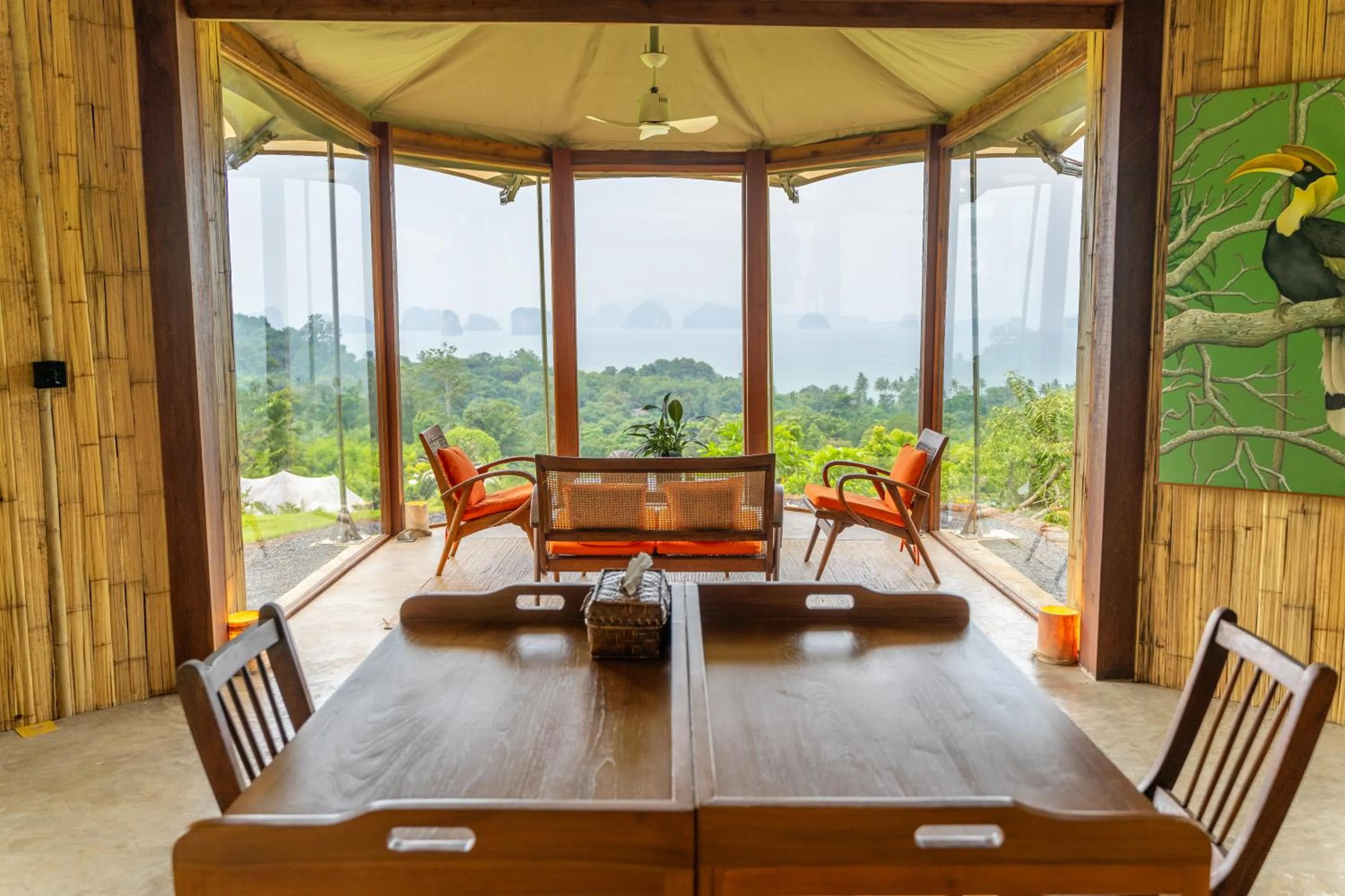 Living room in 9 Hornbills Tented Camp