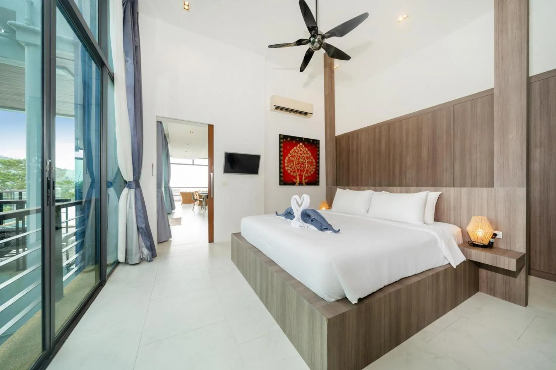 Floor plan, Bed in Kamala Sea View-villa with private pool and maid