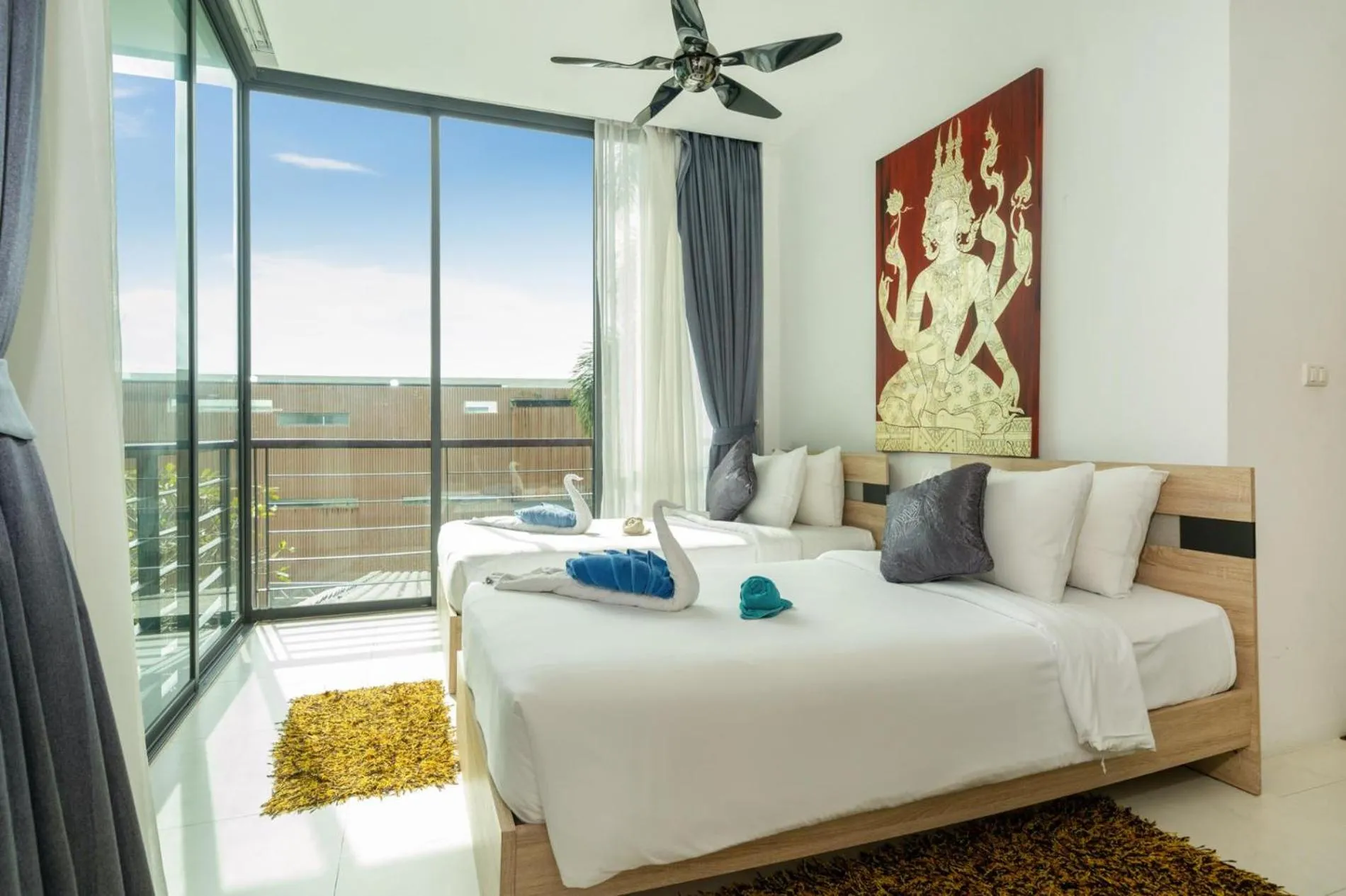 Floor plan, Bed in Kamala Sea View-villa with private pool and maid