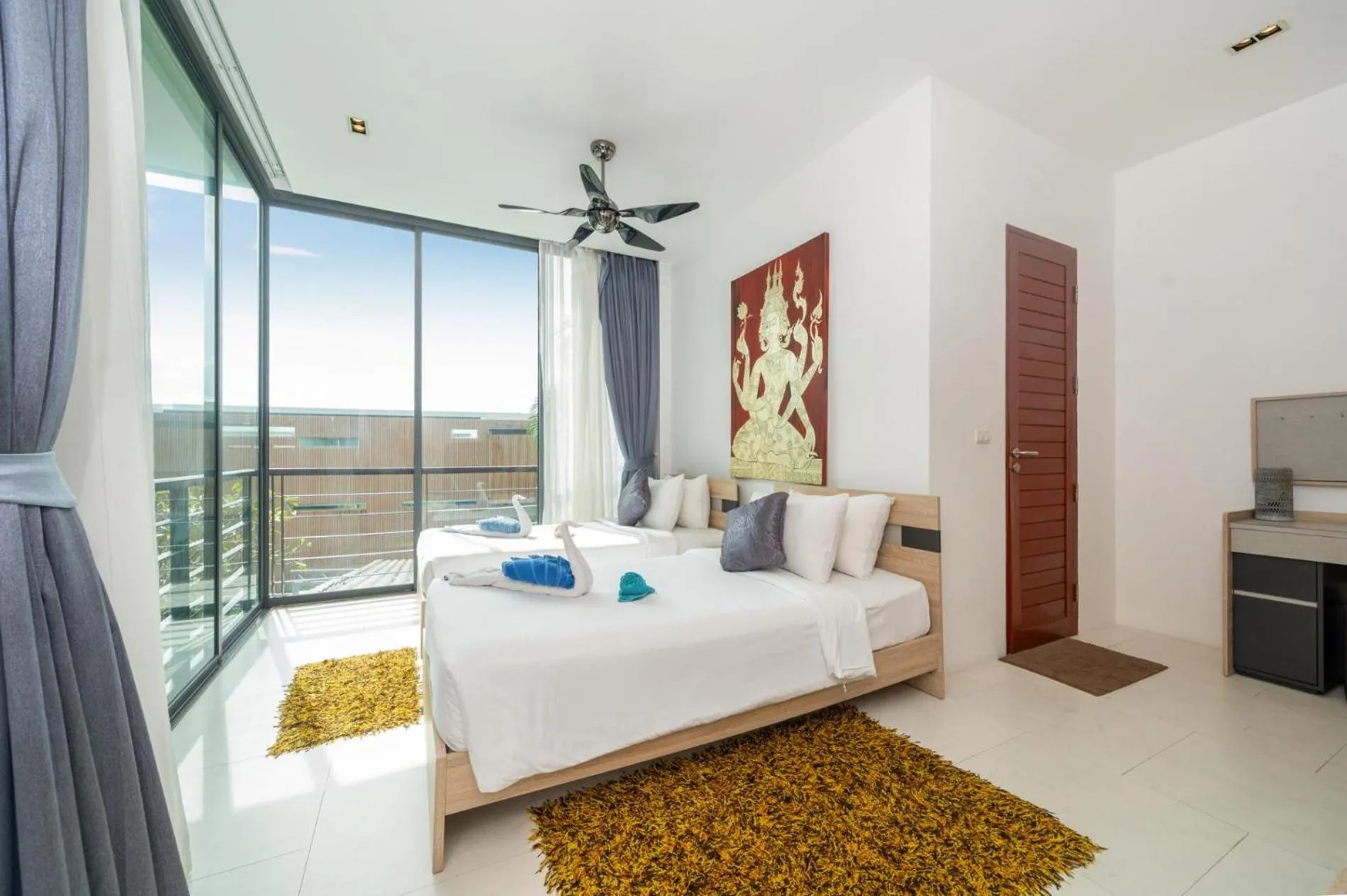 Floor plan, Bed in Kamala Sea View-villa with private pool and maid