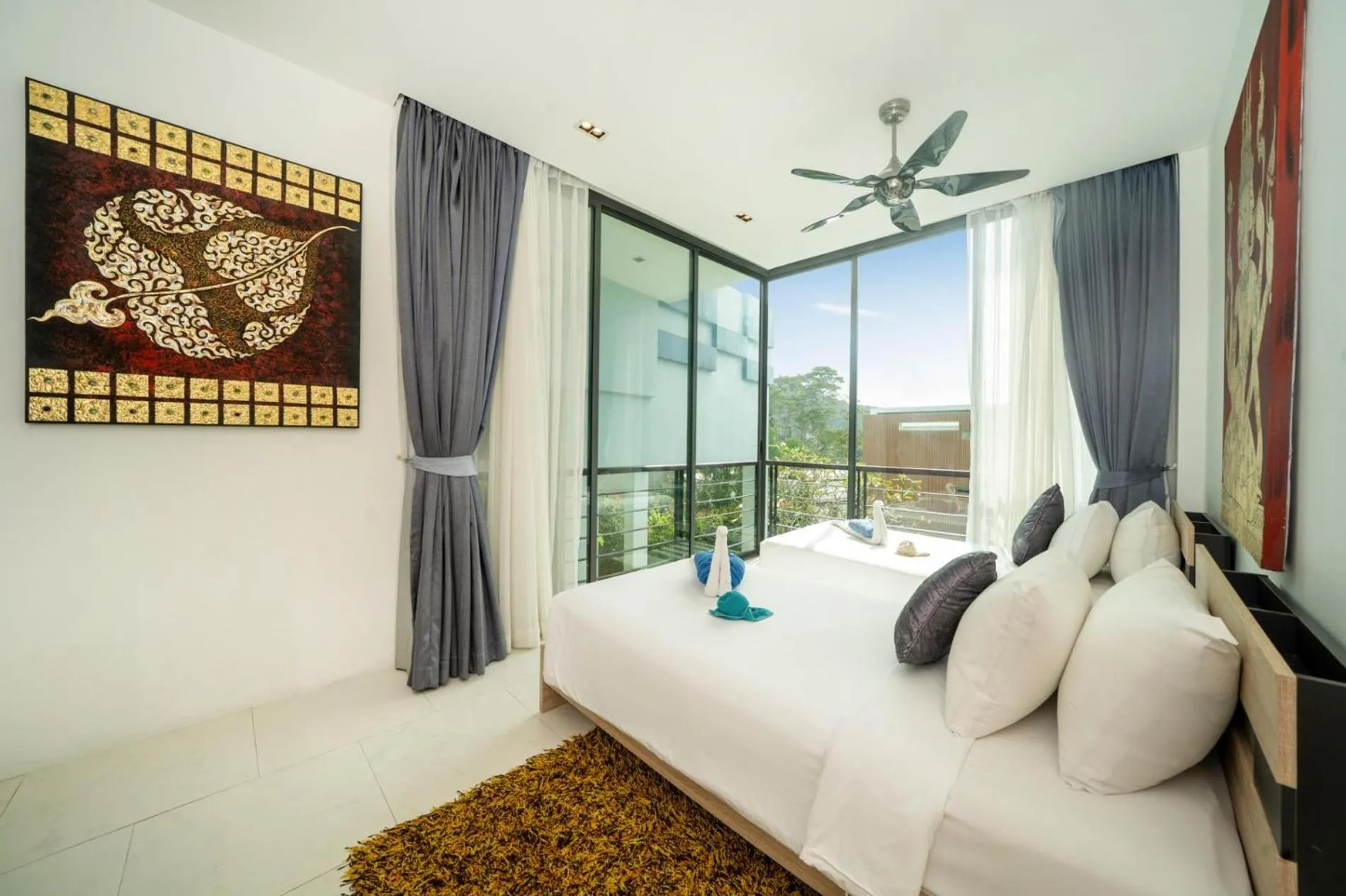 Floor plan, Bed in Kamala Sea View-villa with private pool and maid