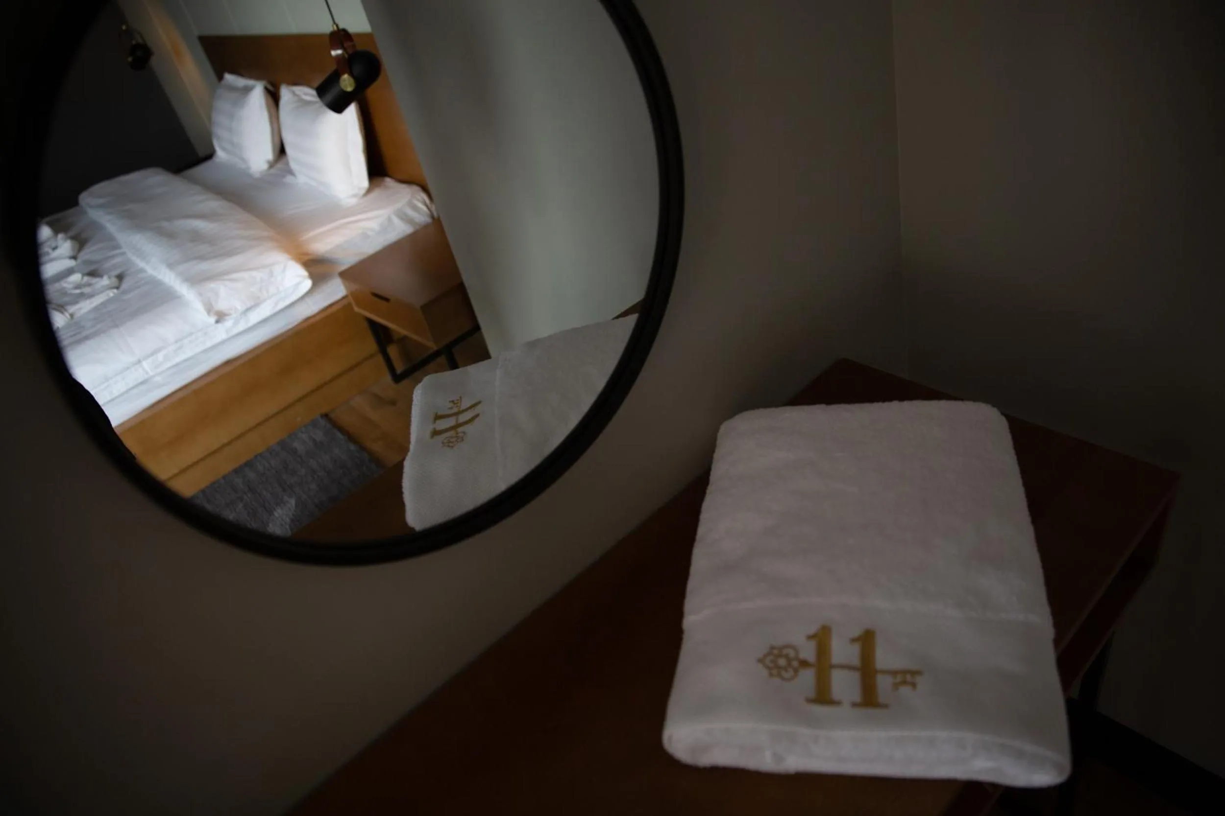 Property logo or sign, Bed in Eleven Hotel and Hall