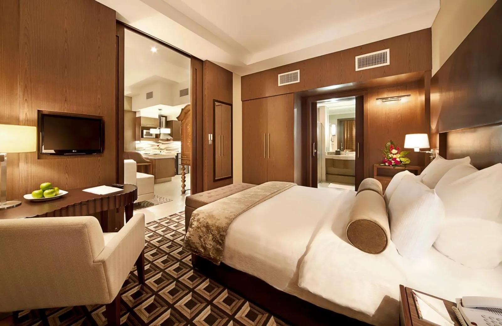Bedroom, Bed in Oaks Liwa Executive Suites