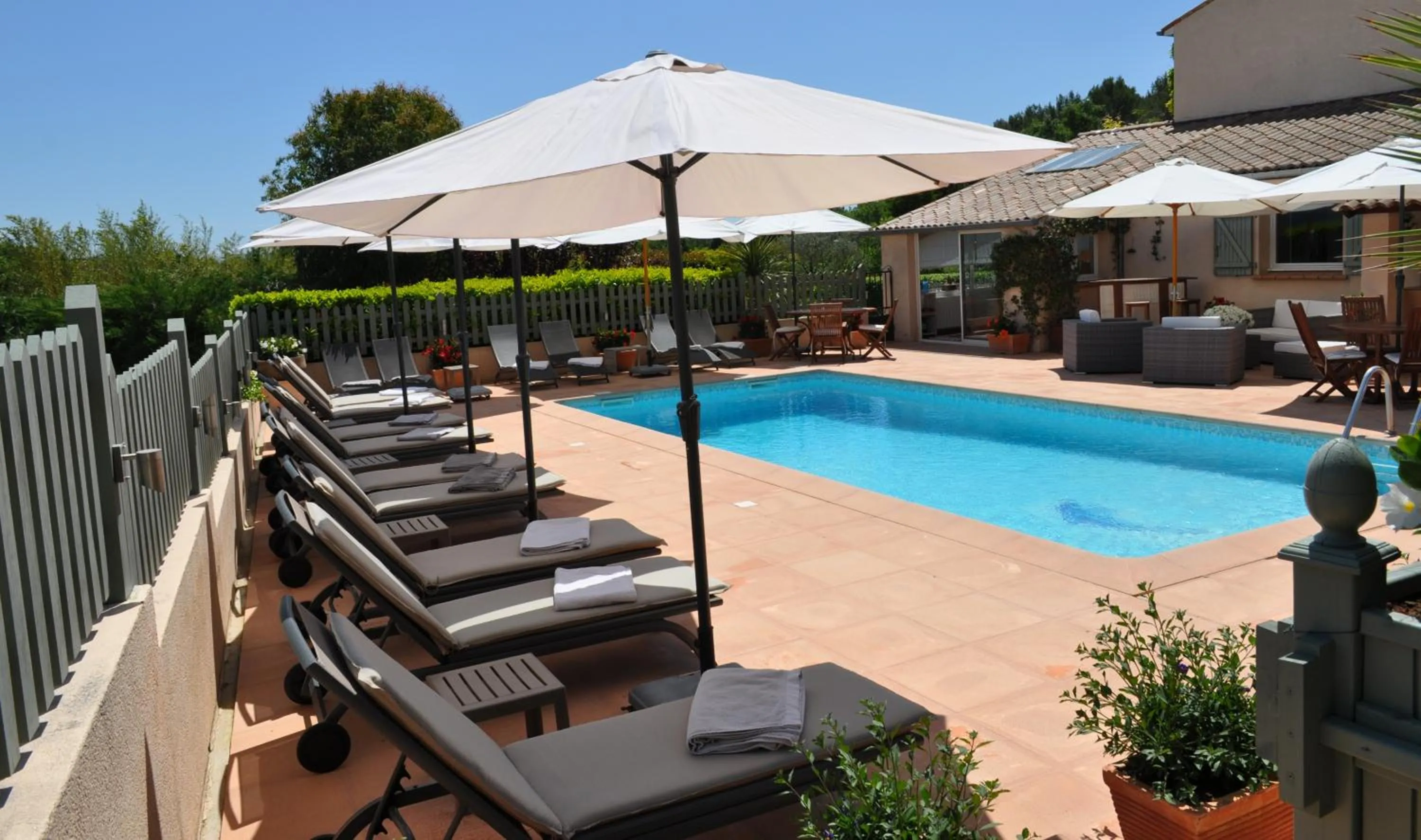 Pool view in La Bégude Du Pascouren