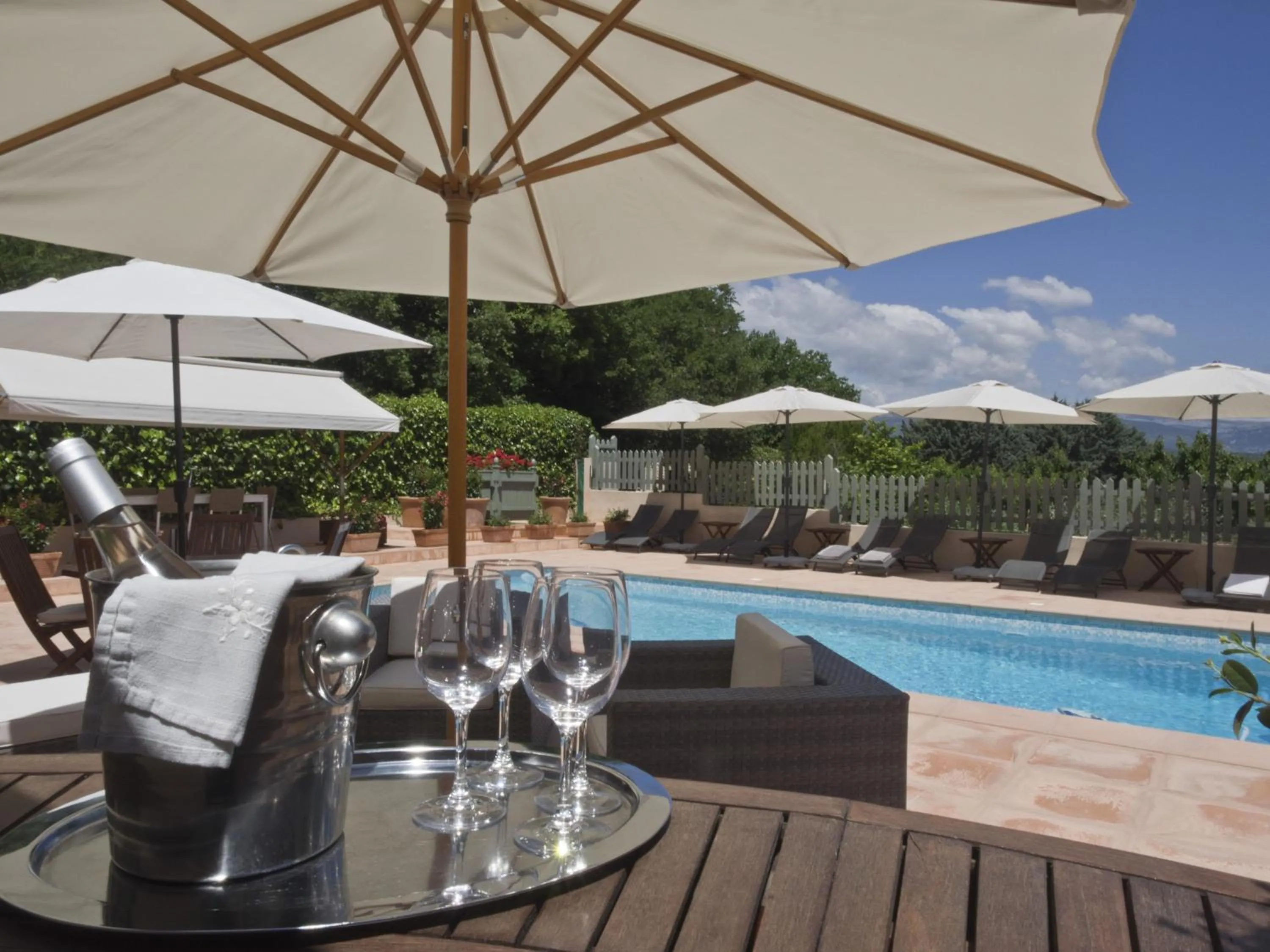 Pool view in La Bégude Du Pascouren