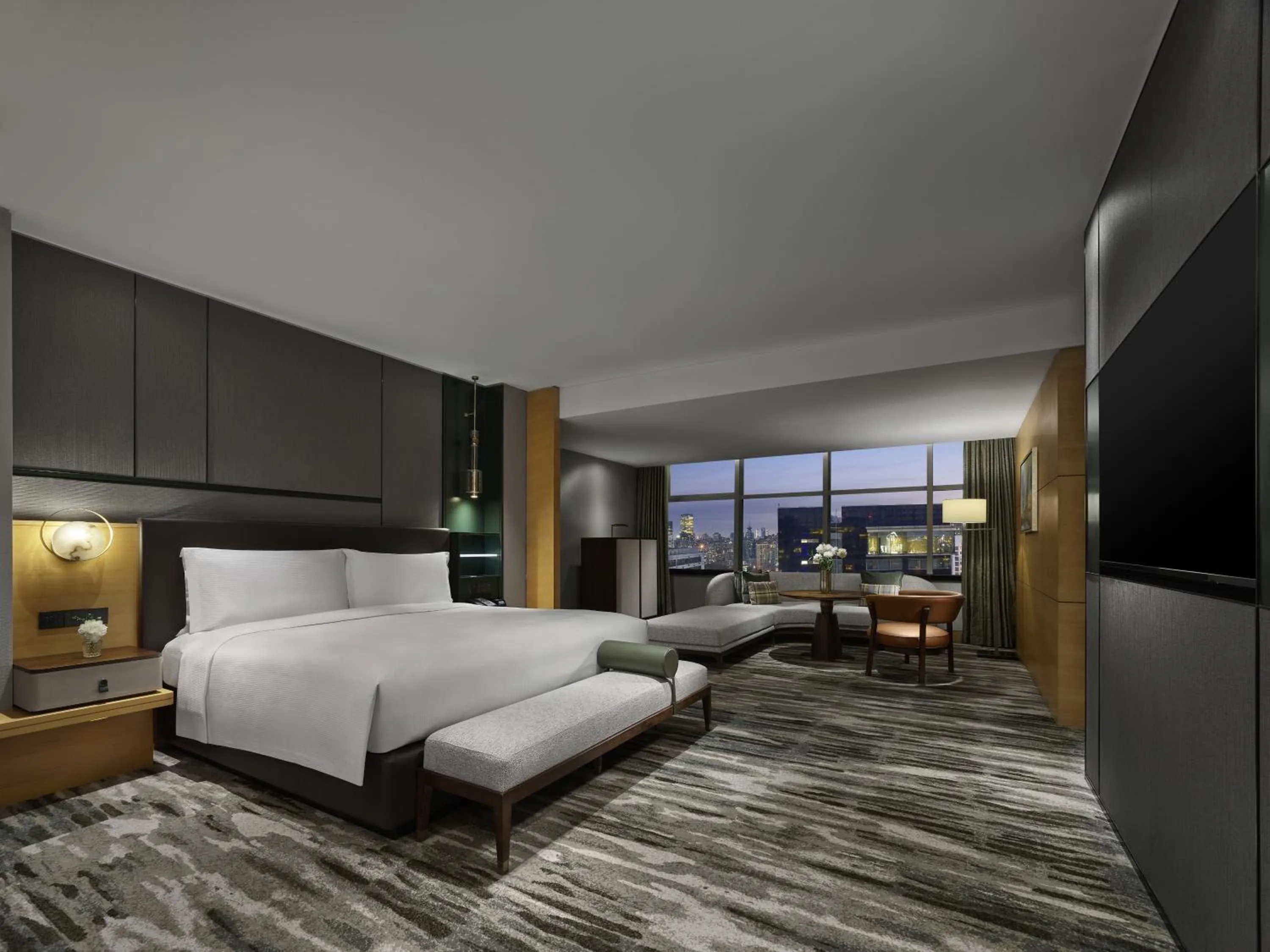 View (from property/room), Bed in Hilton Shanghai Hongqiao