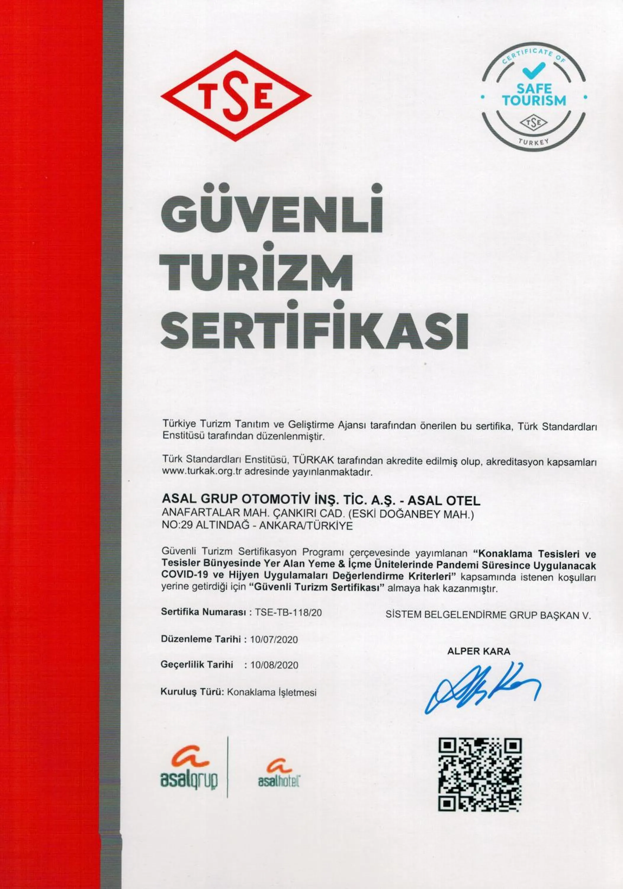 Logo/Certificate/Sign in Asal Hotel