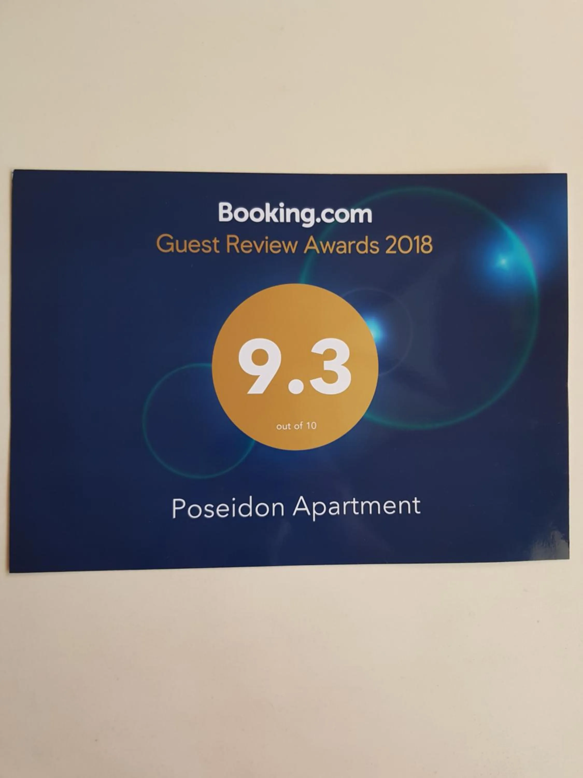 Certificate/Award in Poseidon Apartment