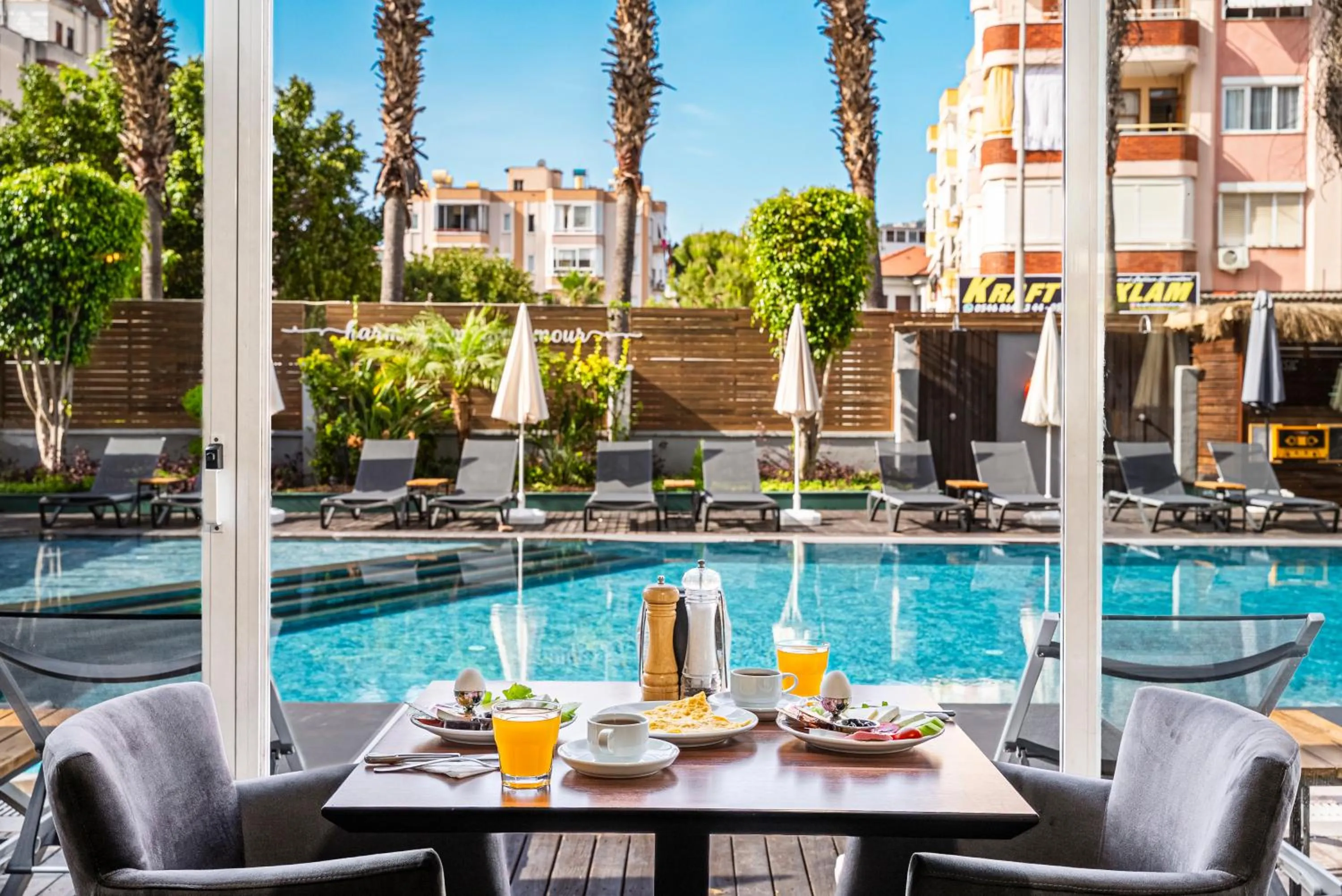 Pool view in HMA Hotel & Suites