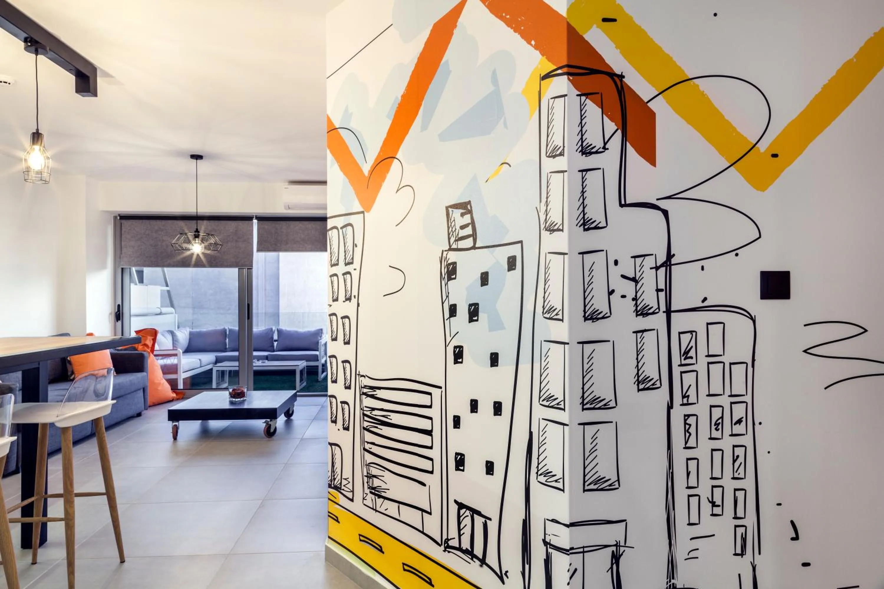 Living room in The Athenians Modern Apartments